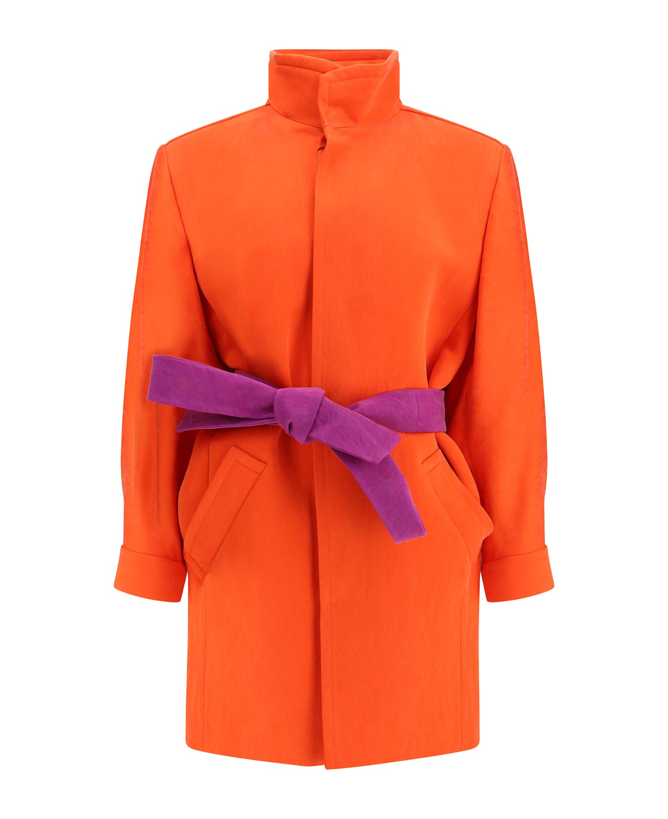 Saint Laurent Belted Stonewashed Silk Satin Coat