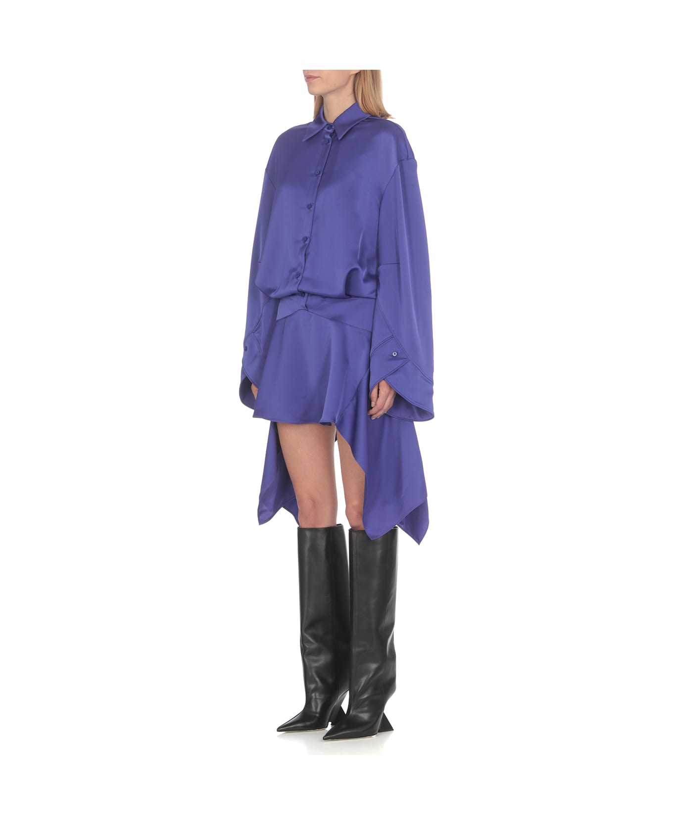 The Attico Asymmetric Hem Skirt Dress - Purple