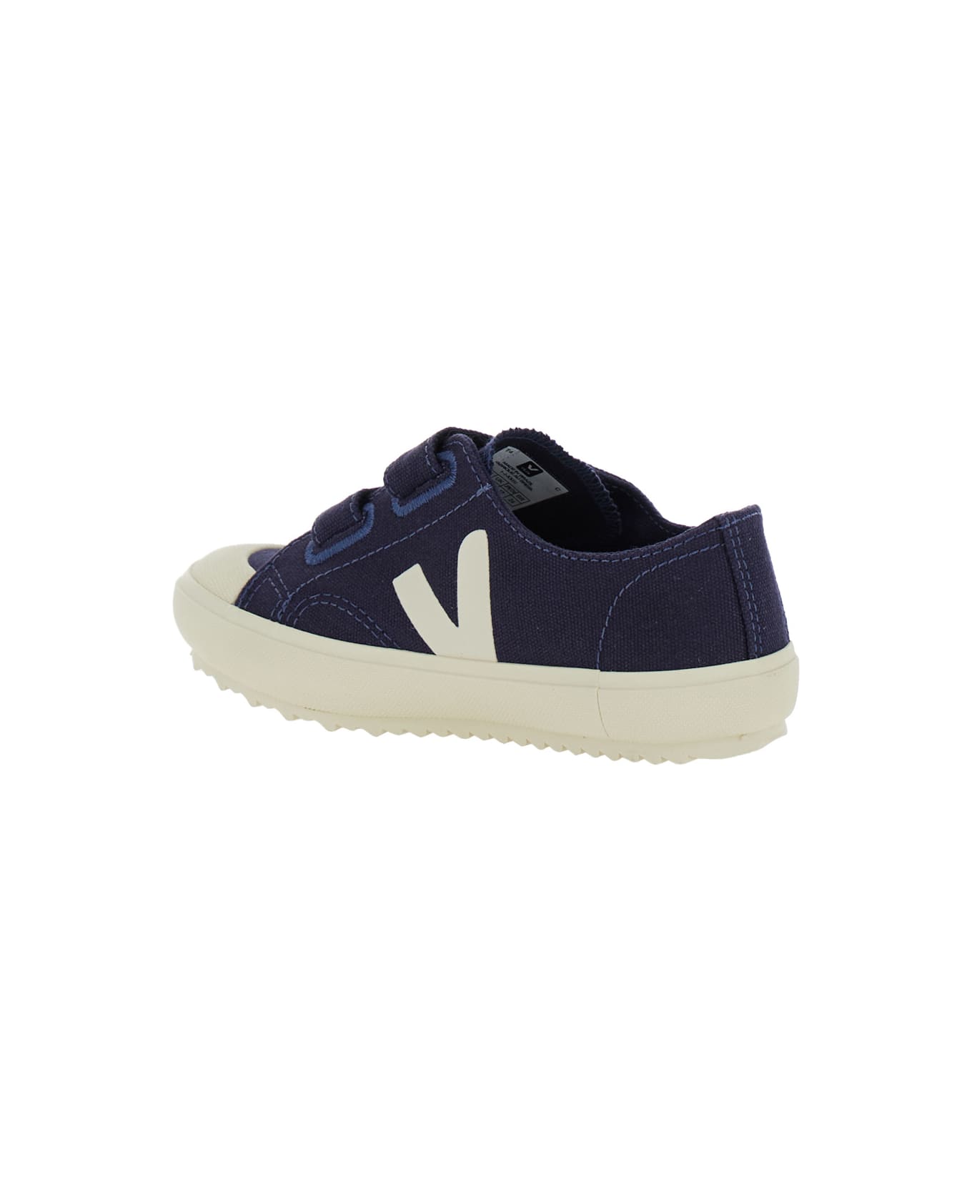Veja Blue Low Top Sneakers With Velcro Straps In Canvas Boy - Blu