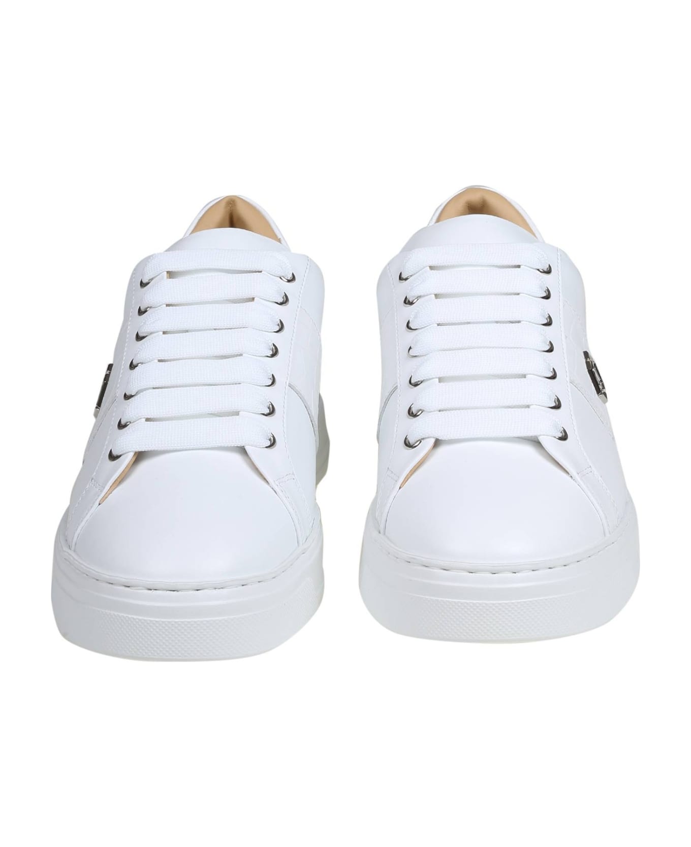 Philipp Plein Hexagon Sneakers In White Leather - White/White