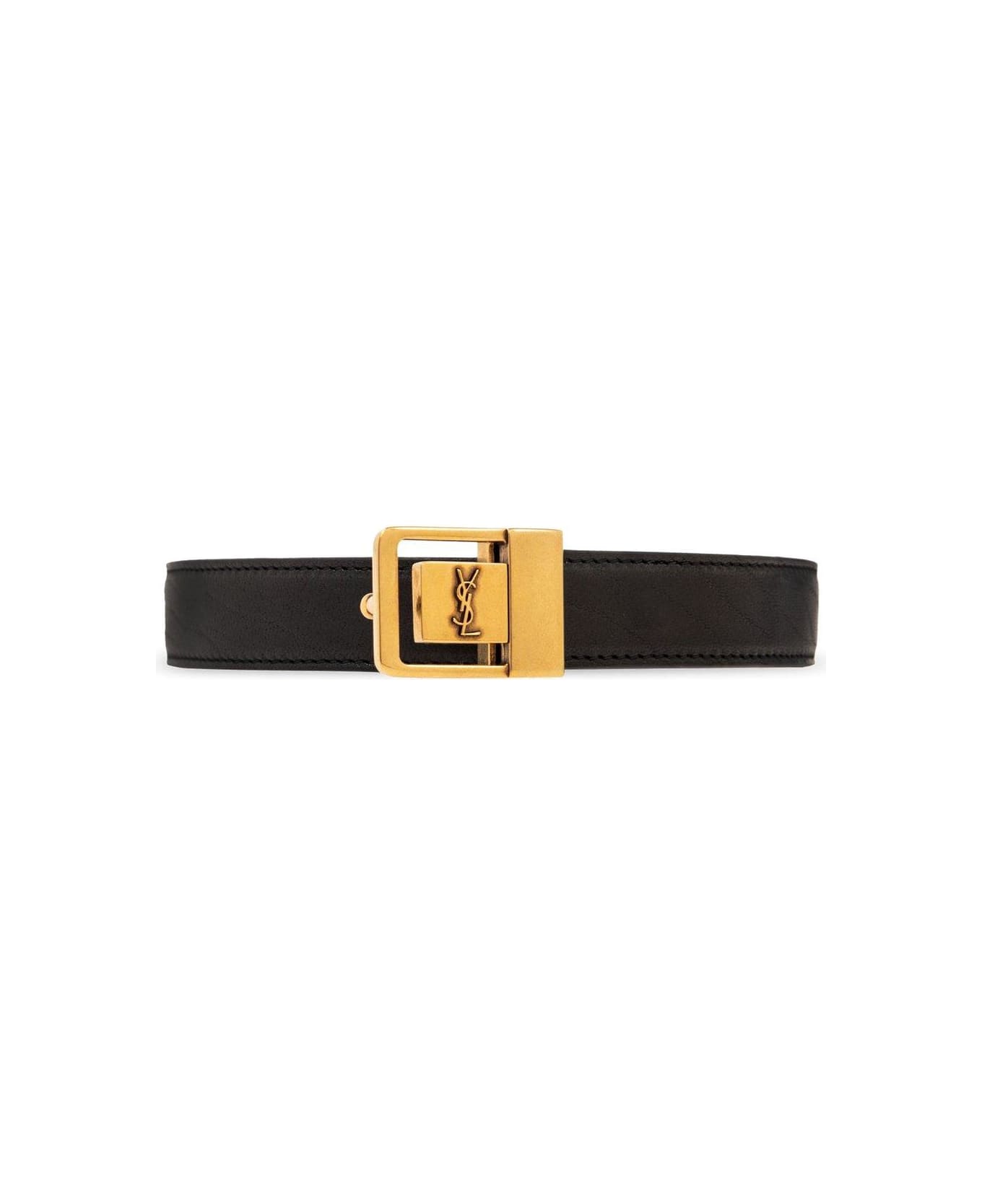 Saint Laurent La 66 Buckle Thin Belt - BLACK