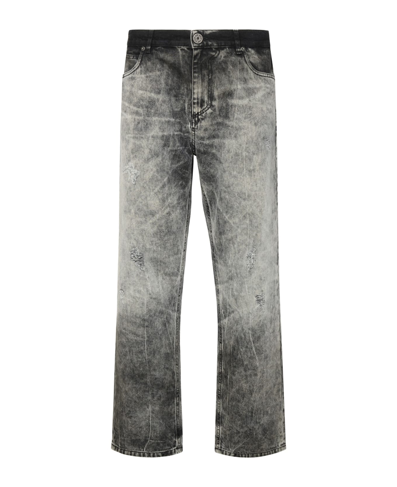 Balmain Gray Cotton Jeans - Grey デニム