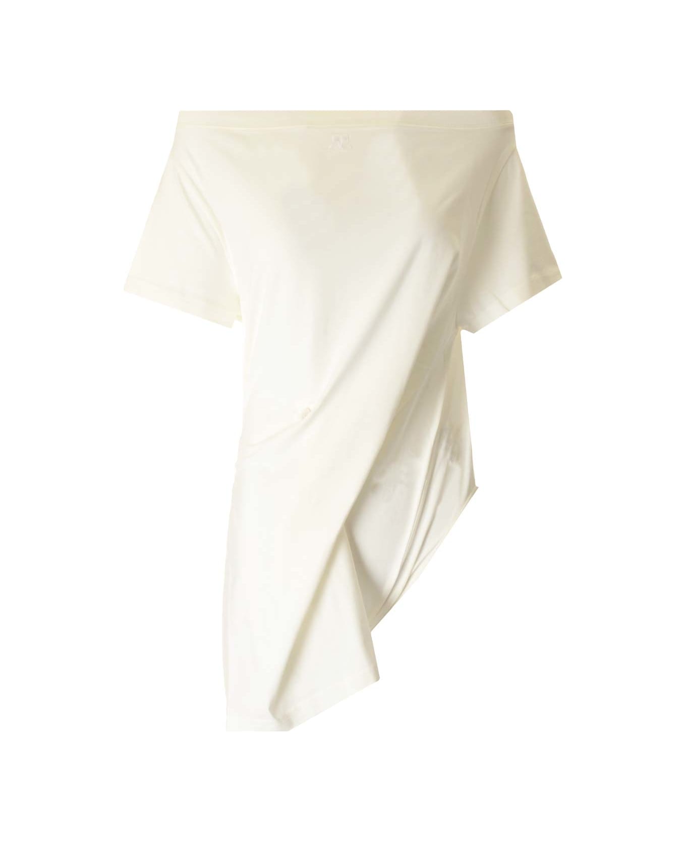 Courrèges Cotton Jersey Mini Dress - HERITAGE WHITE ワンピース＆ドレス