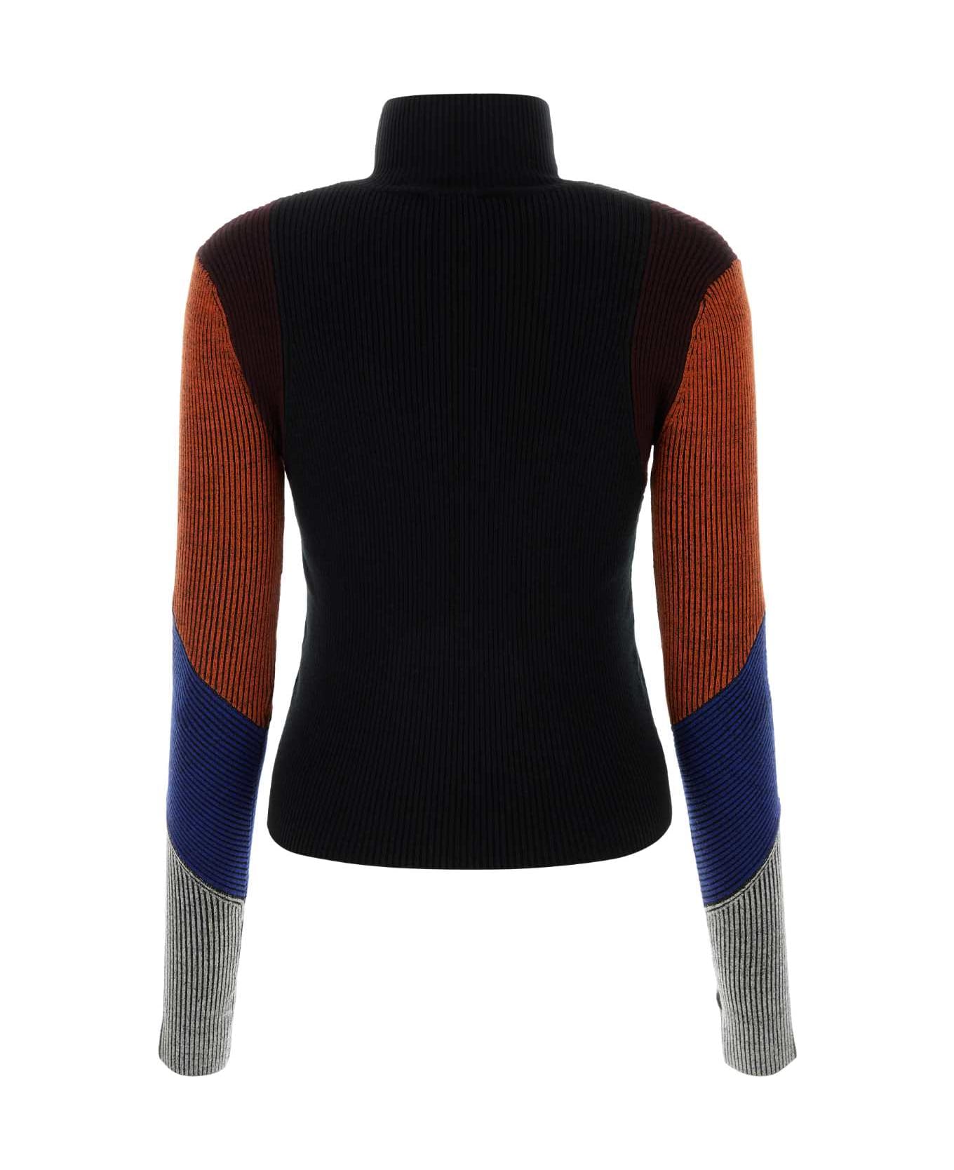 Chloé Black Stretch Wool Blend Sweater - MULTICOLOR1