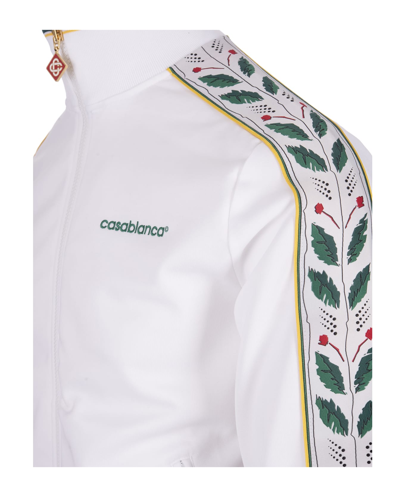 Casablanca White Zip-up Sweatshirt With Laurel Graphic - White