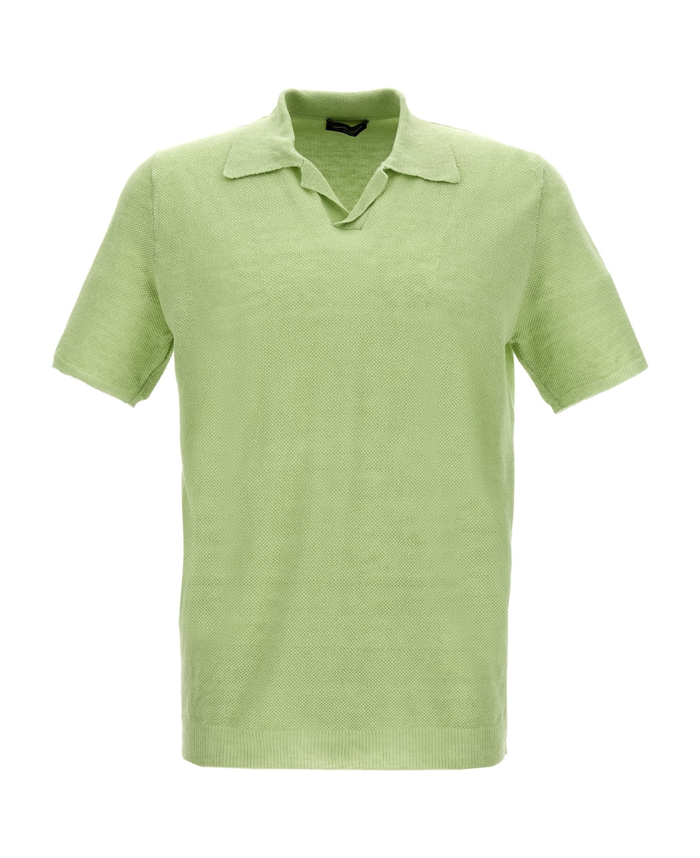 Roberto Collina Linen Piquet Polo Shirt - Green ポロシャツ
