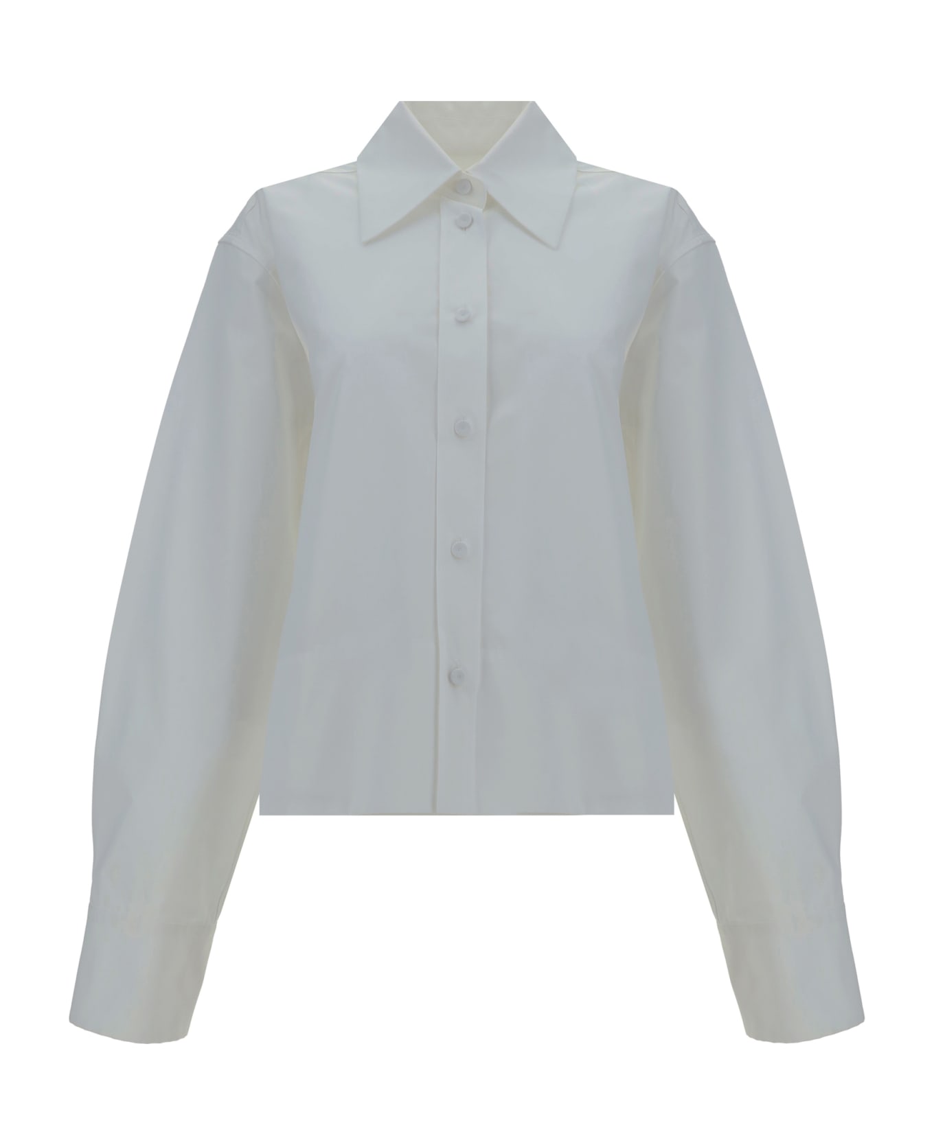 Jil Sander Crop Boxy Shirt In White Poplin - Optic White