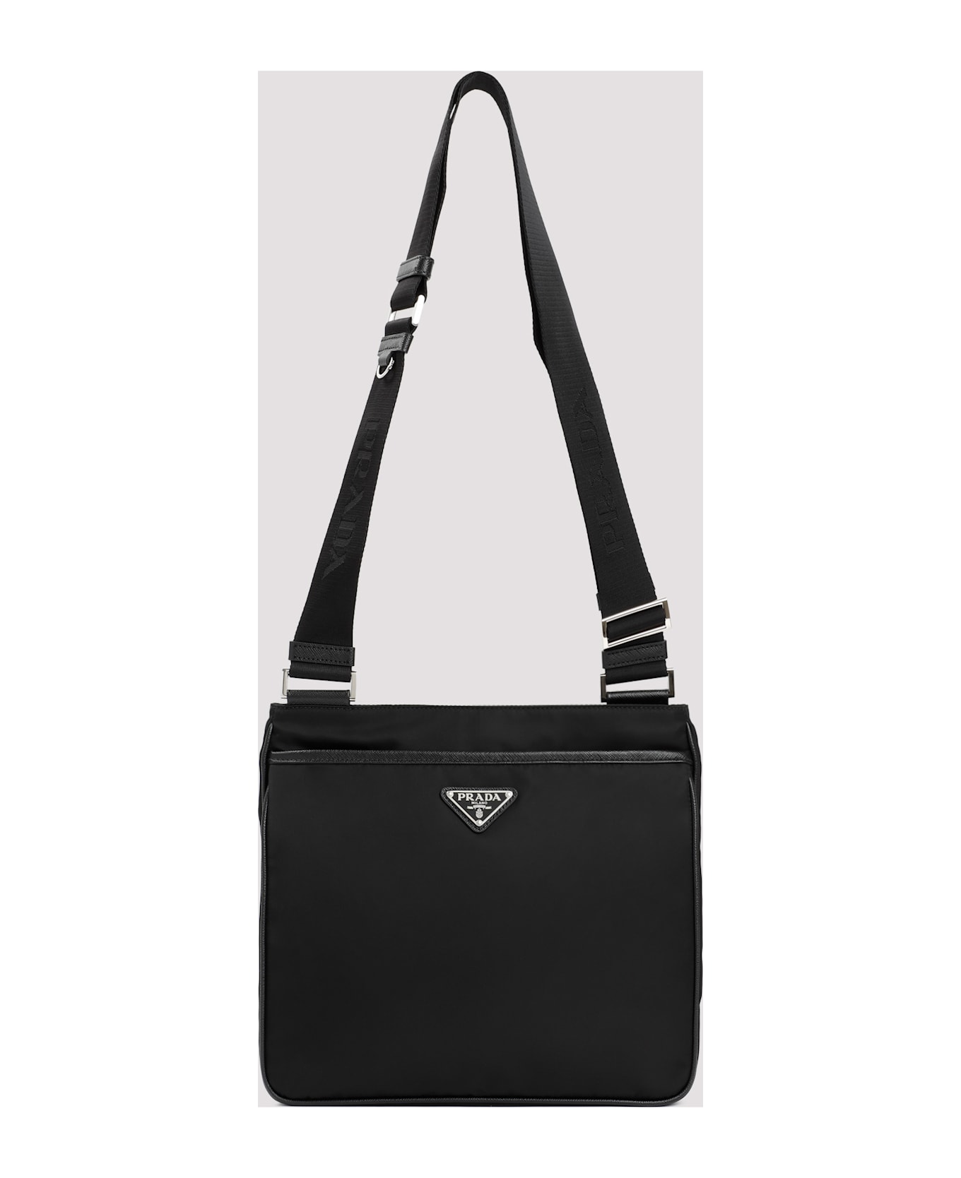 Prada Re-nylon And Saffiano Shoulder Bag - Nero