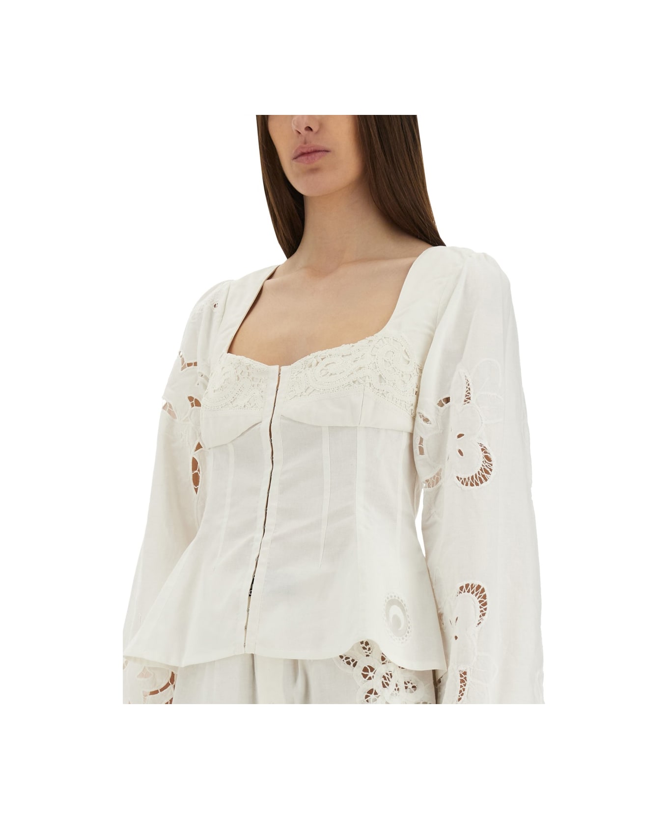 Marine Serre Upcycled Linen Top - WHITE
