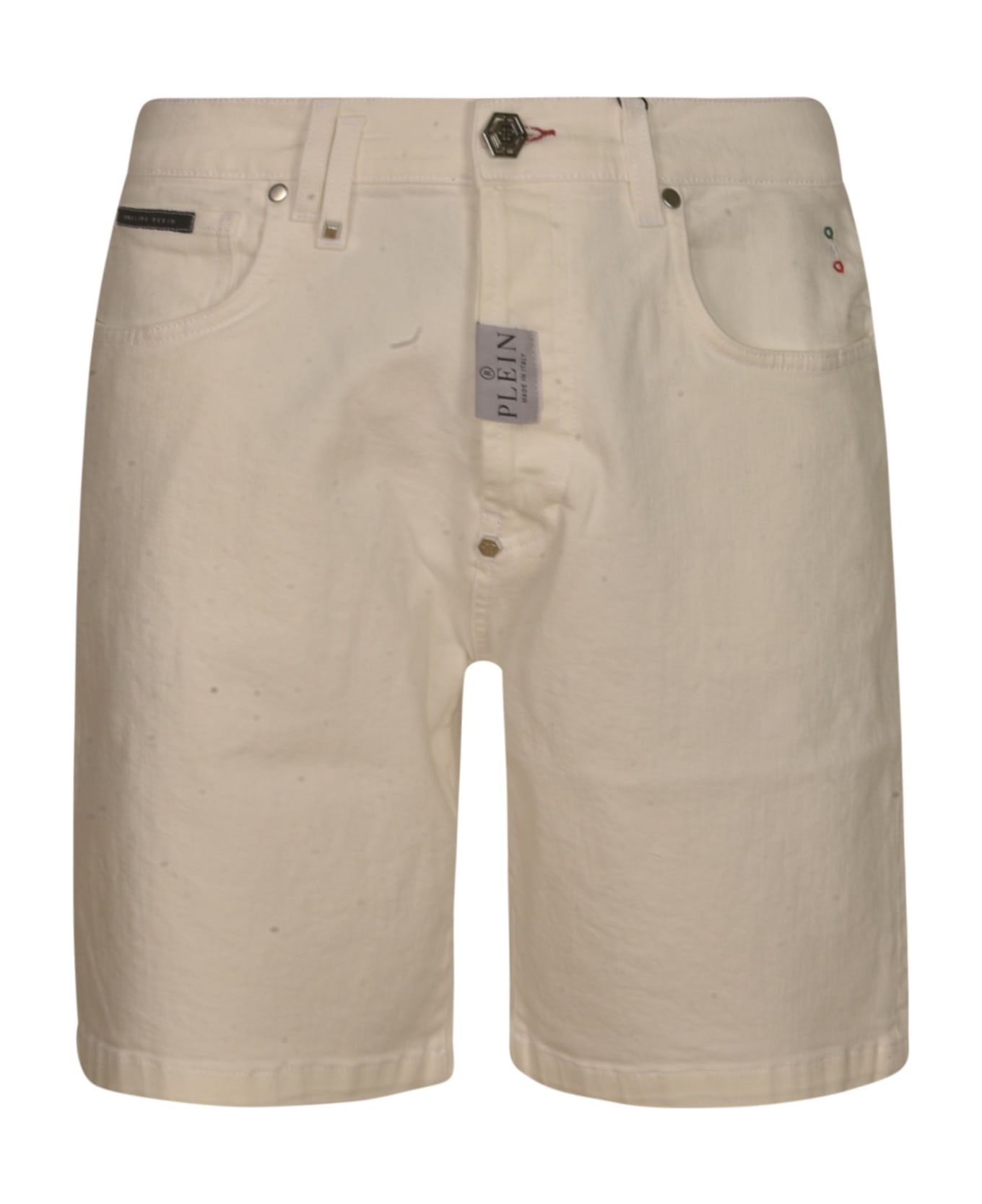 Philipp Plein Logo Buttoned Shorts - White ショートパンツ