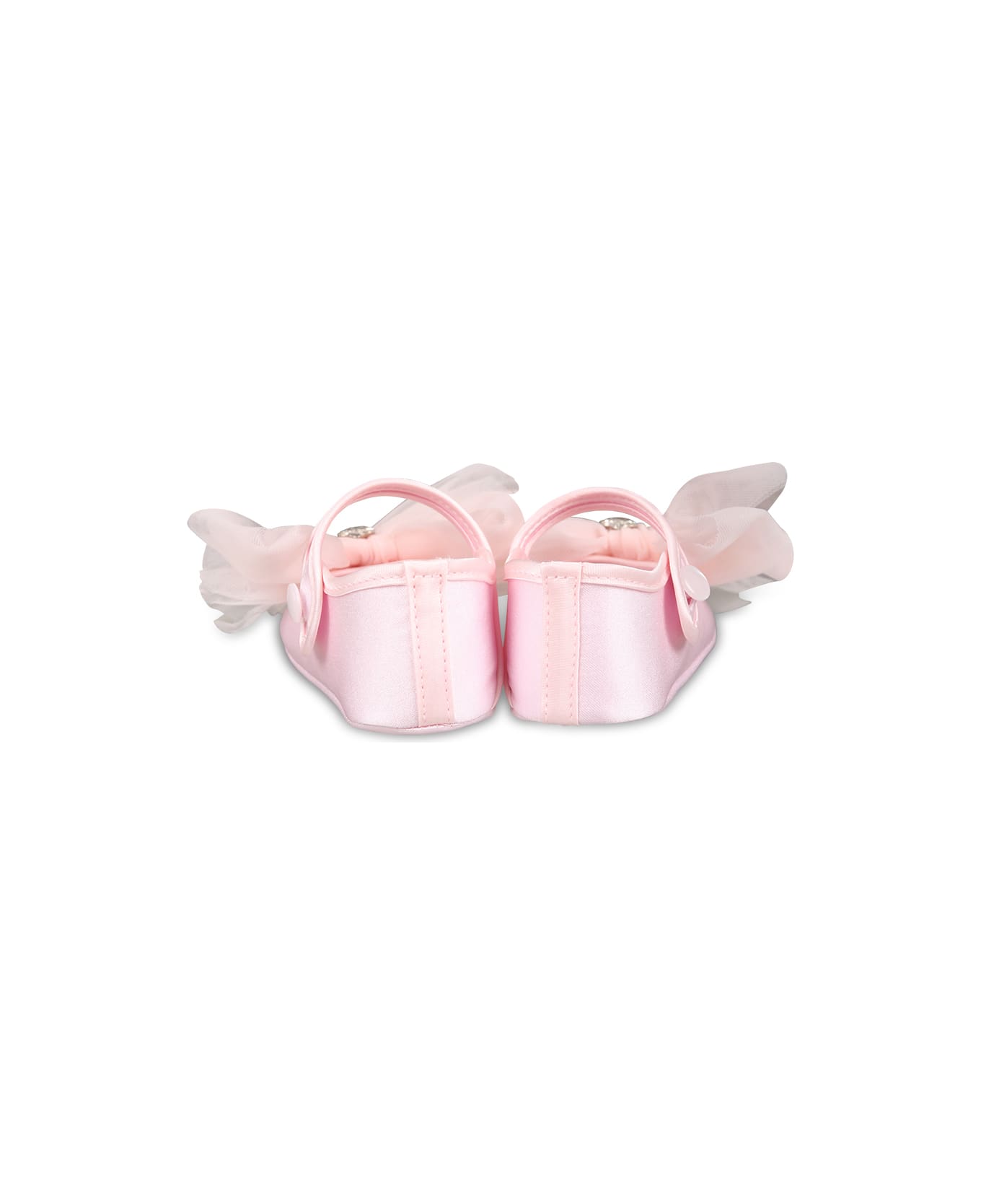 Monnalisa Pink Ballet Flats For Baby Girl With Bow - Pink