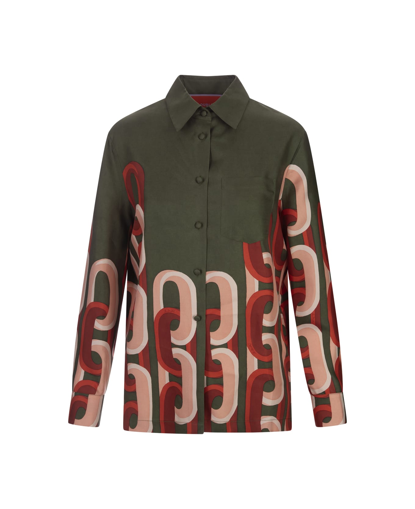 La DoubleJ Boy Shirt In Prometheus Placée Camouflage In Silk Twill - Green