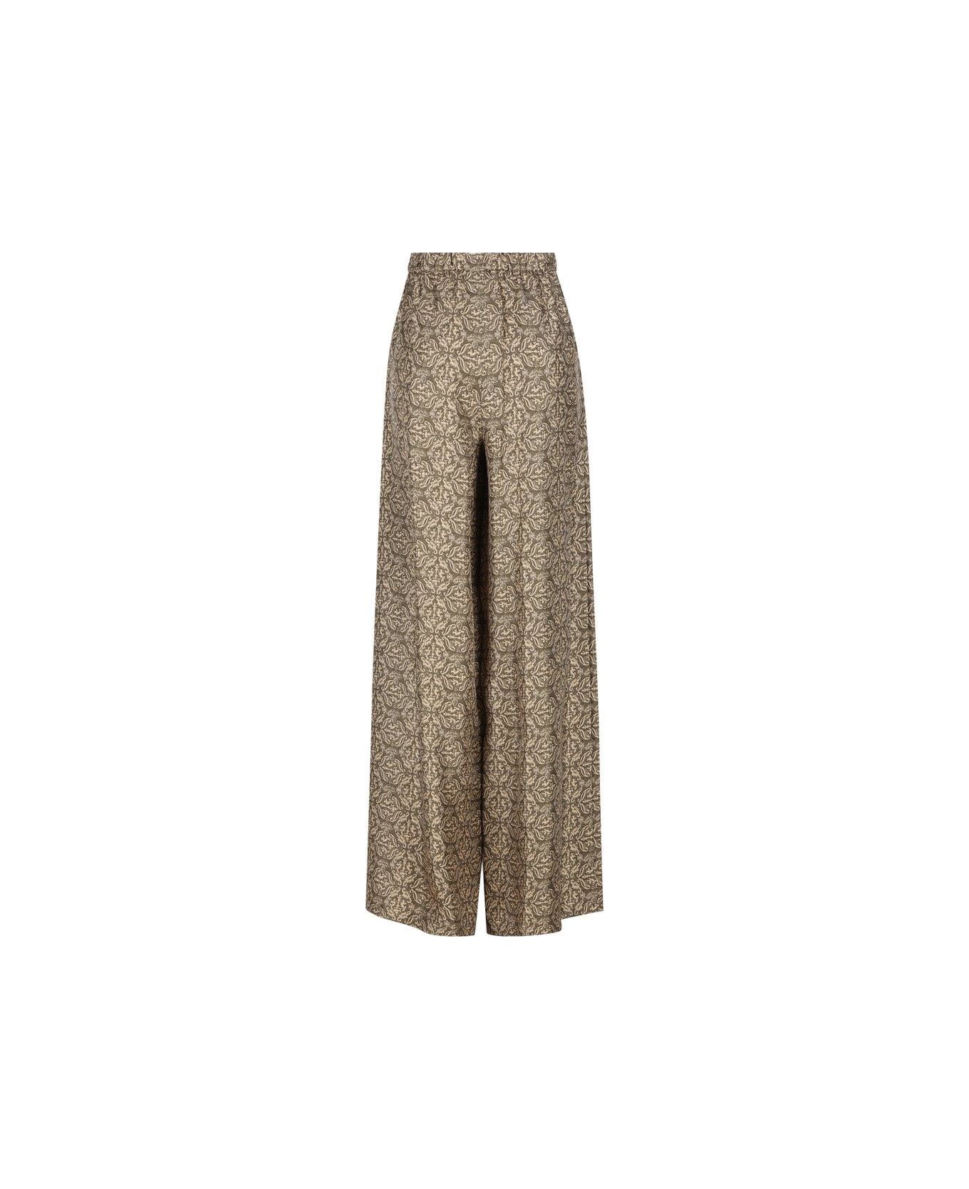 Max Mara Patterned Wide-leg Trousers - Brown