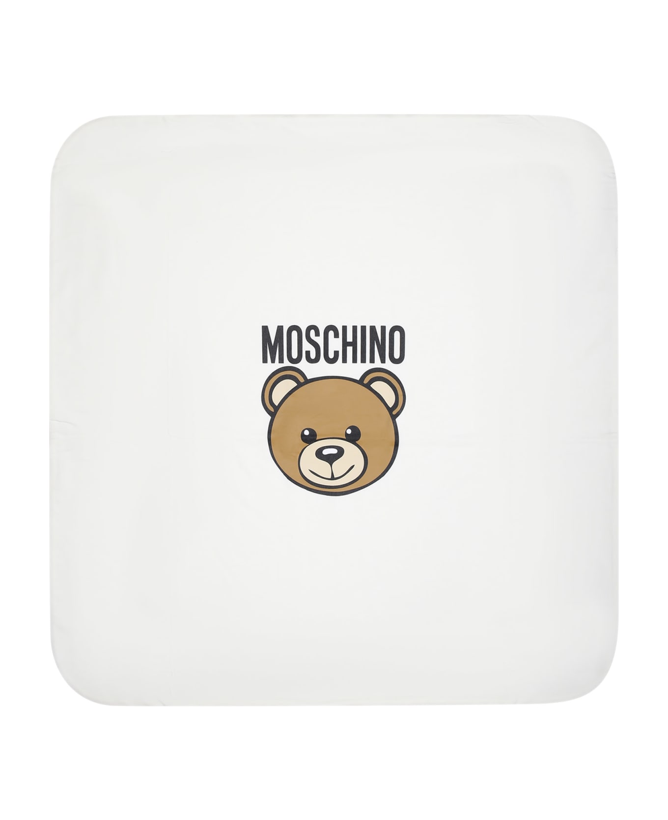 Moschino Ivory Babies Blanket With Teddy Bear And Logo - Ivory