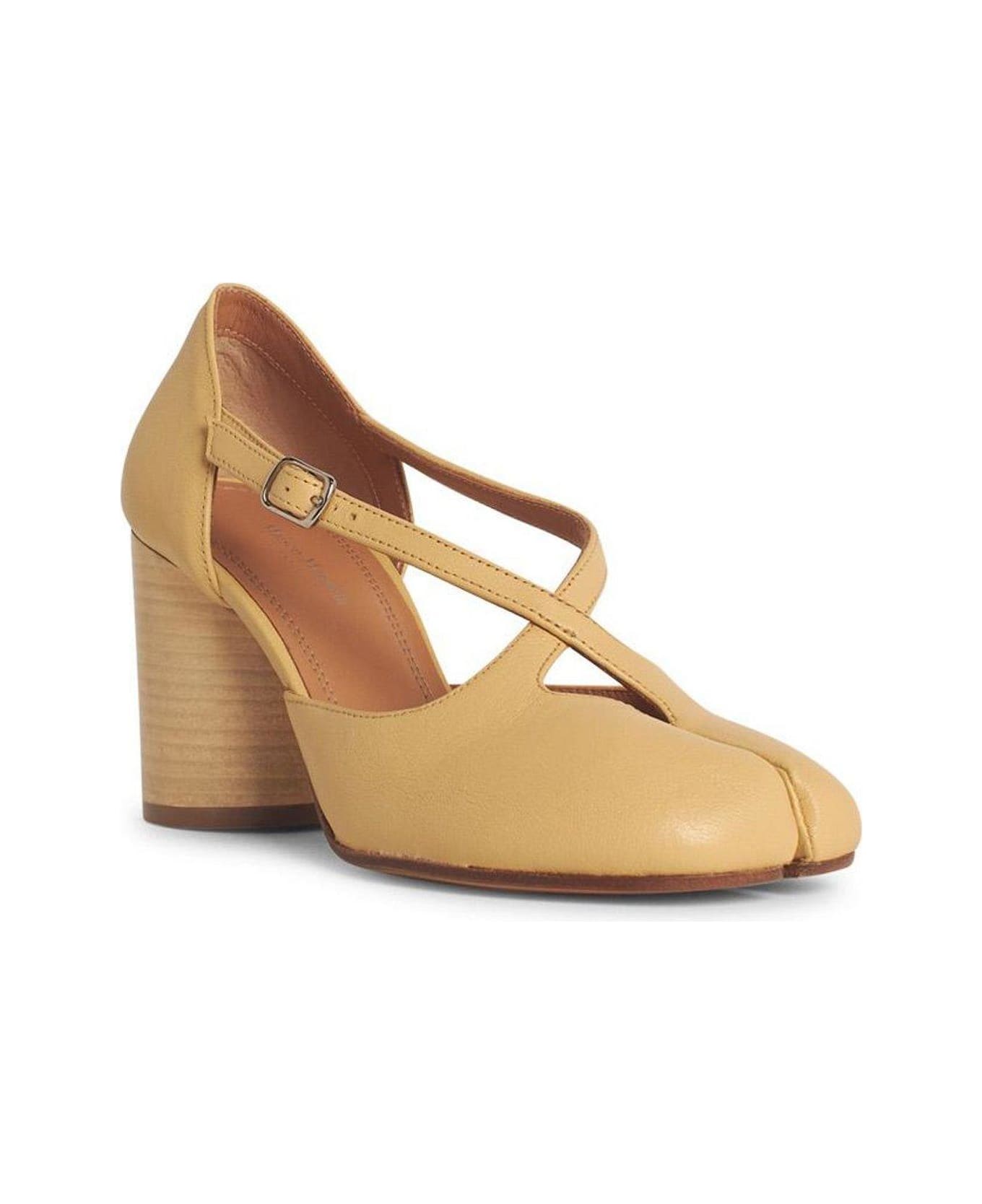 Maison Margiela Tabi Toe Block Heeled Pumps - Beige