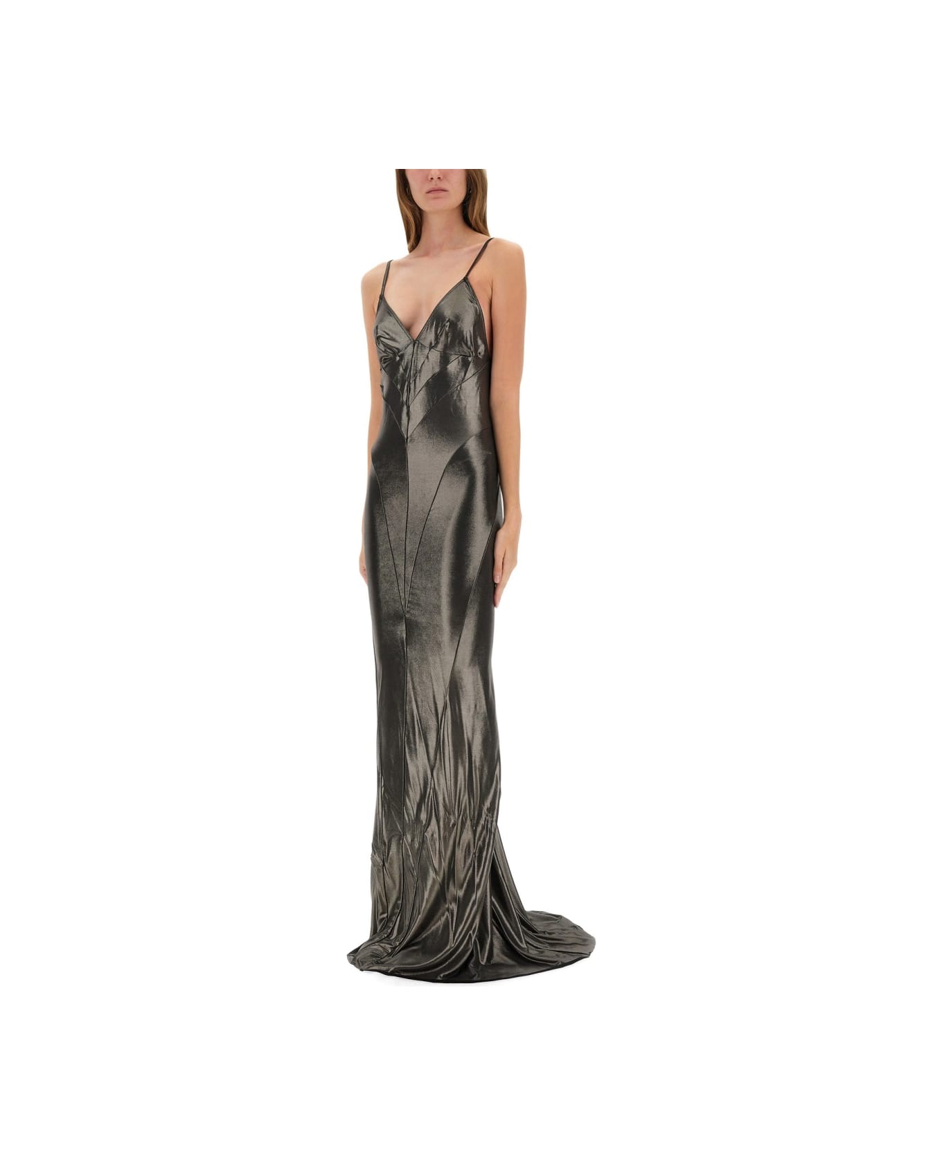 Rick Owens Lilies Metallic Long Dress - GREY