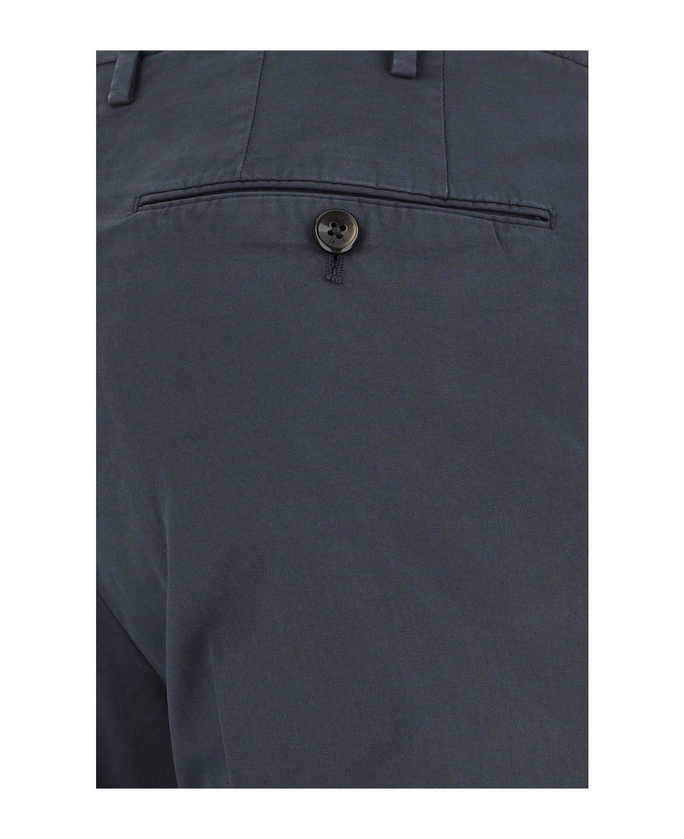 PT Torino Navy Blue Stretch Cotton Pant - BLUE ボトムス