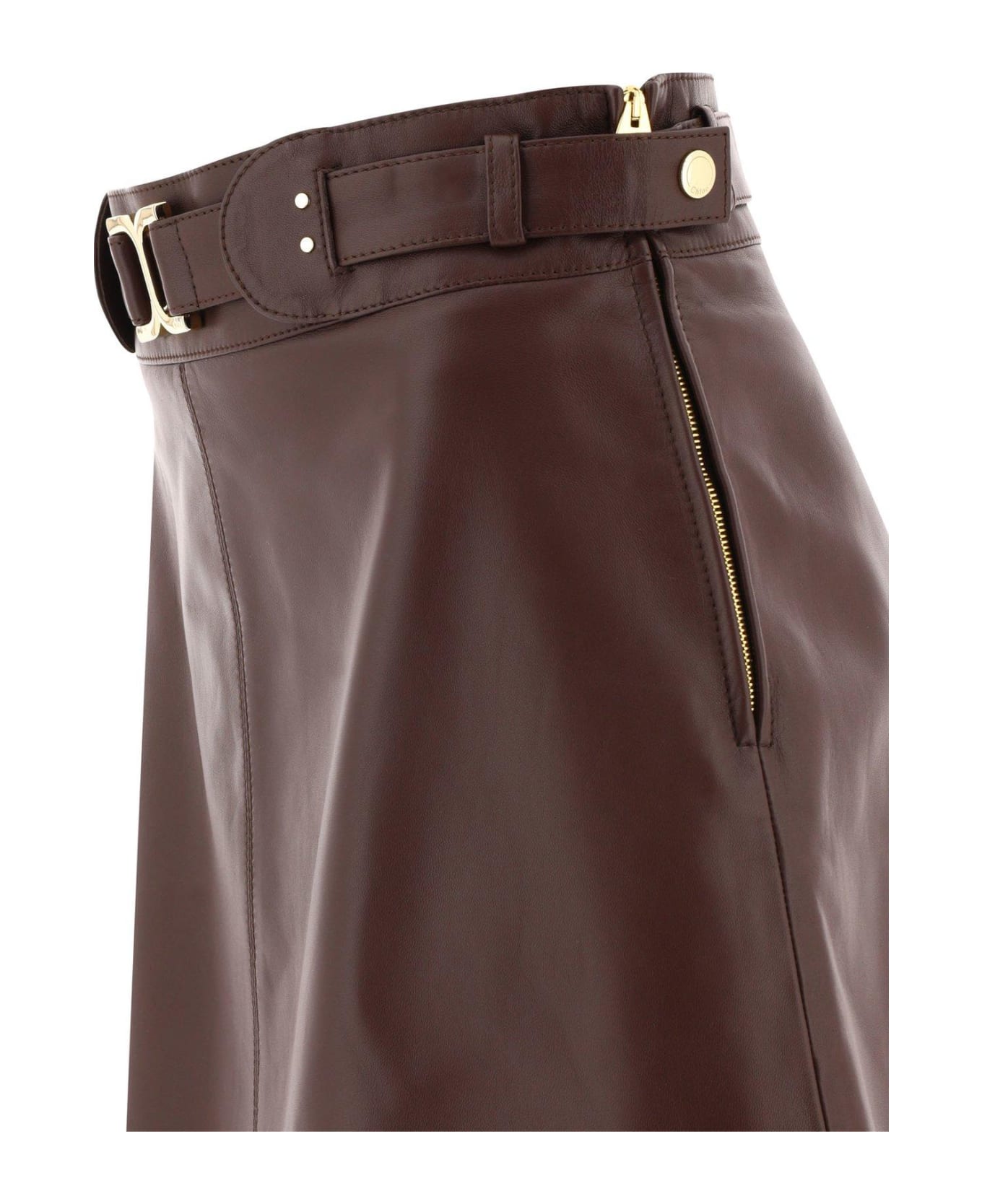 Chloé Leather Mini Skirt - Brown スカート