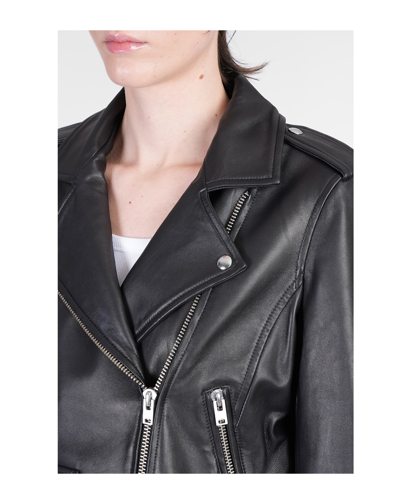 IRO Ashville Biker Jacket In Black Rayon - black