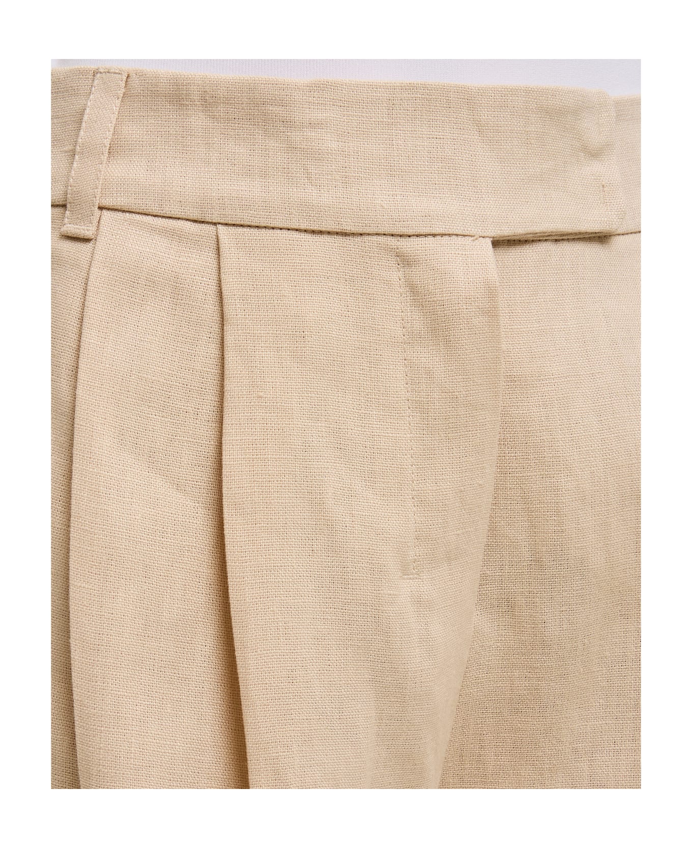 'C27s0351 Sweat-shirt Enfant Lira Double Pinces Linen Pants - Beige