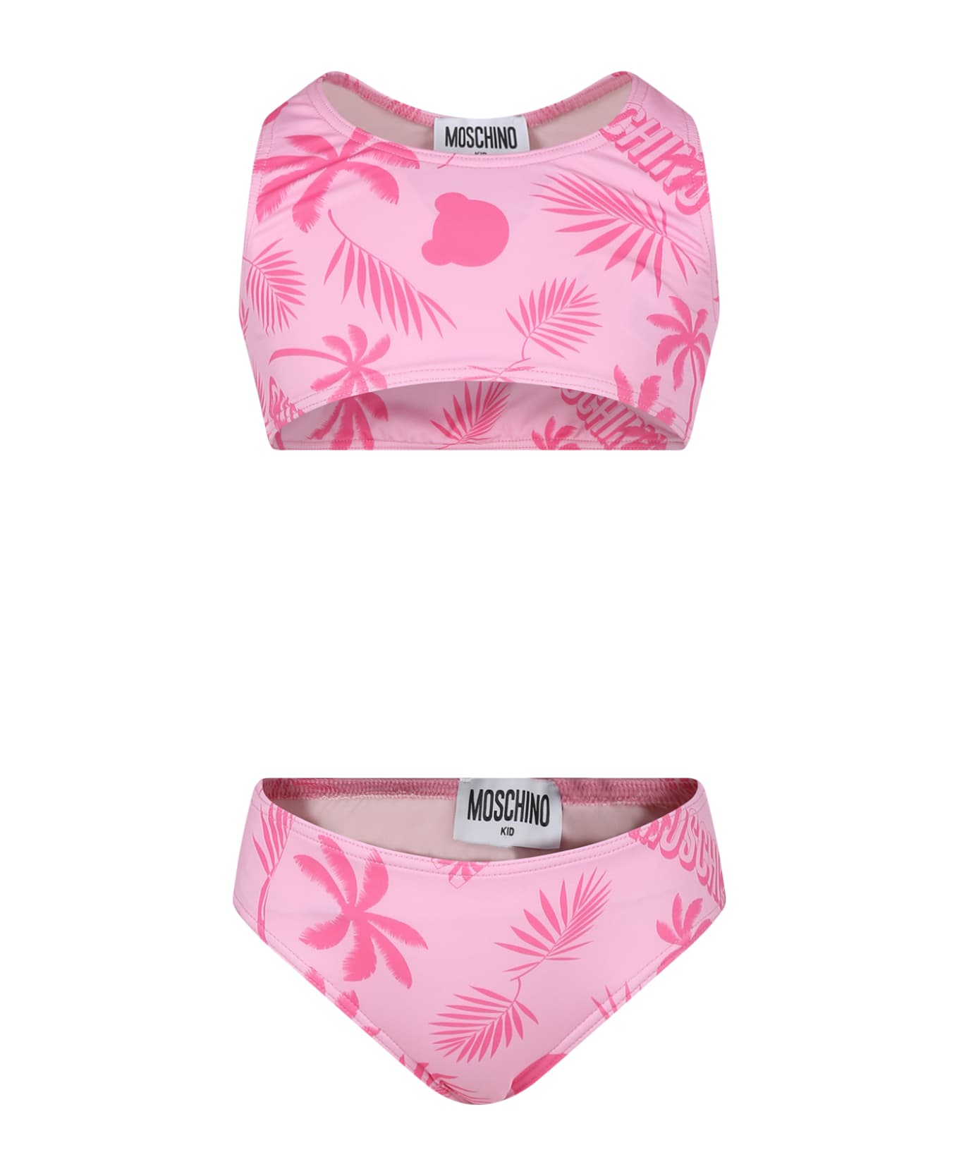 Moschino Pink Bikini For Girl With Teddy Bear And Palm Tree - Pink