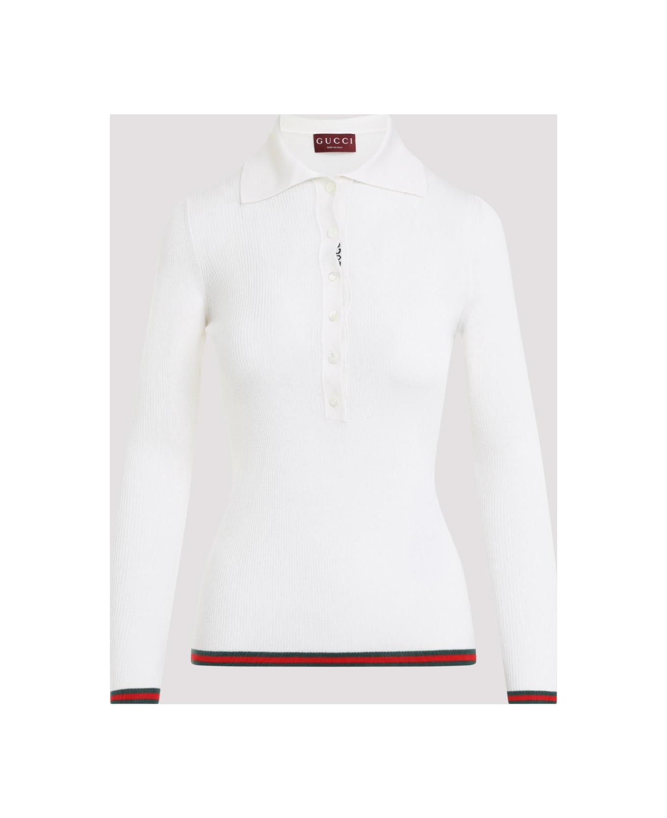 Gucci Cashmere And Silkk Web Polo - White