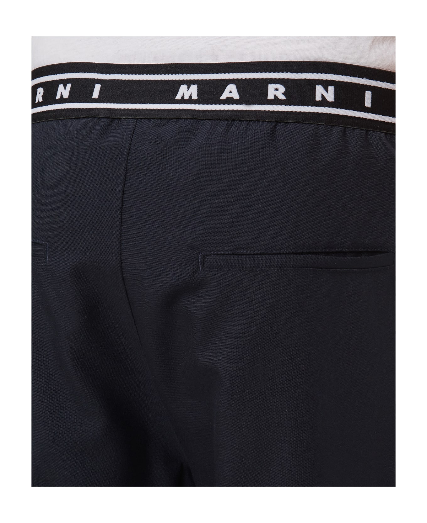 Marni Trousers With Marni Logo Waistband - Blue シャツ