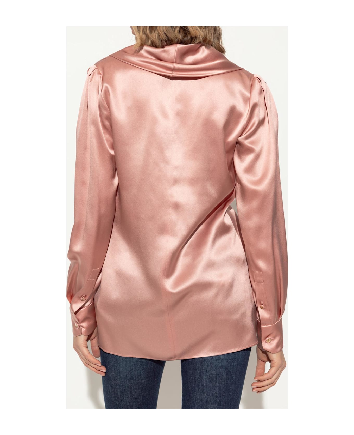 Dolce 
Gabbana Silk Top With Draped Neckline - Pink