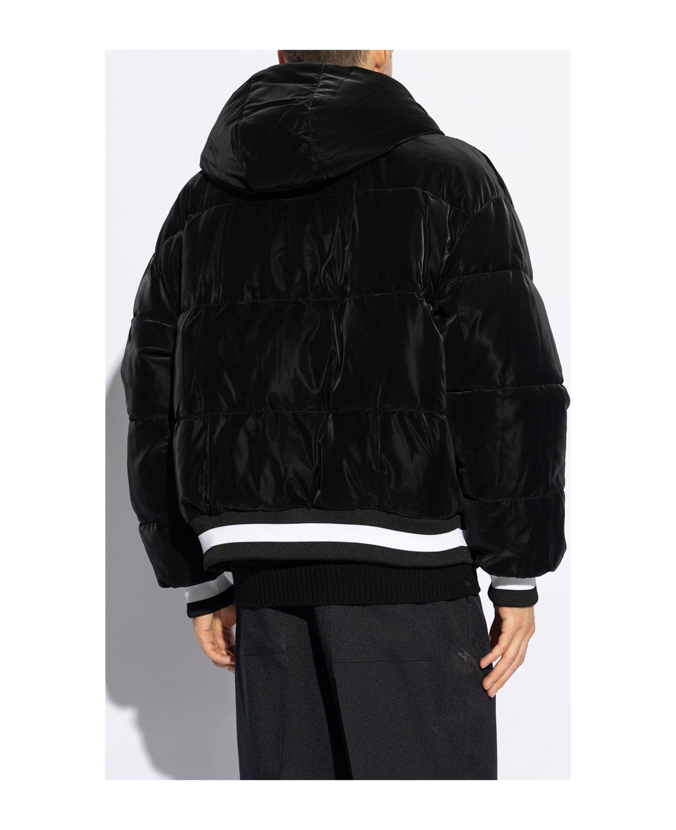 Balmain Hooded Zip Up Reversible Jacket - BLACK/NEUTRALS