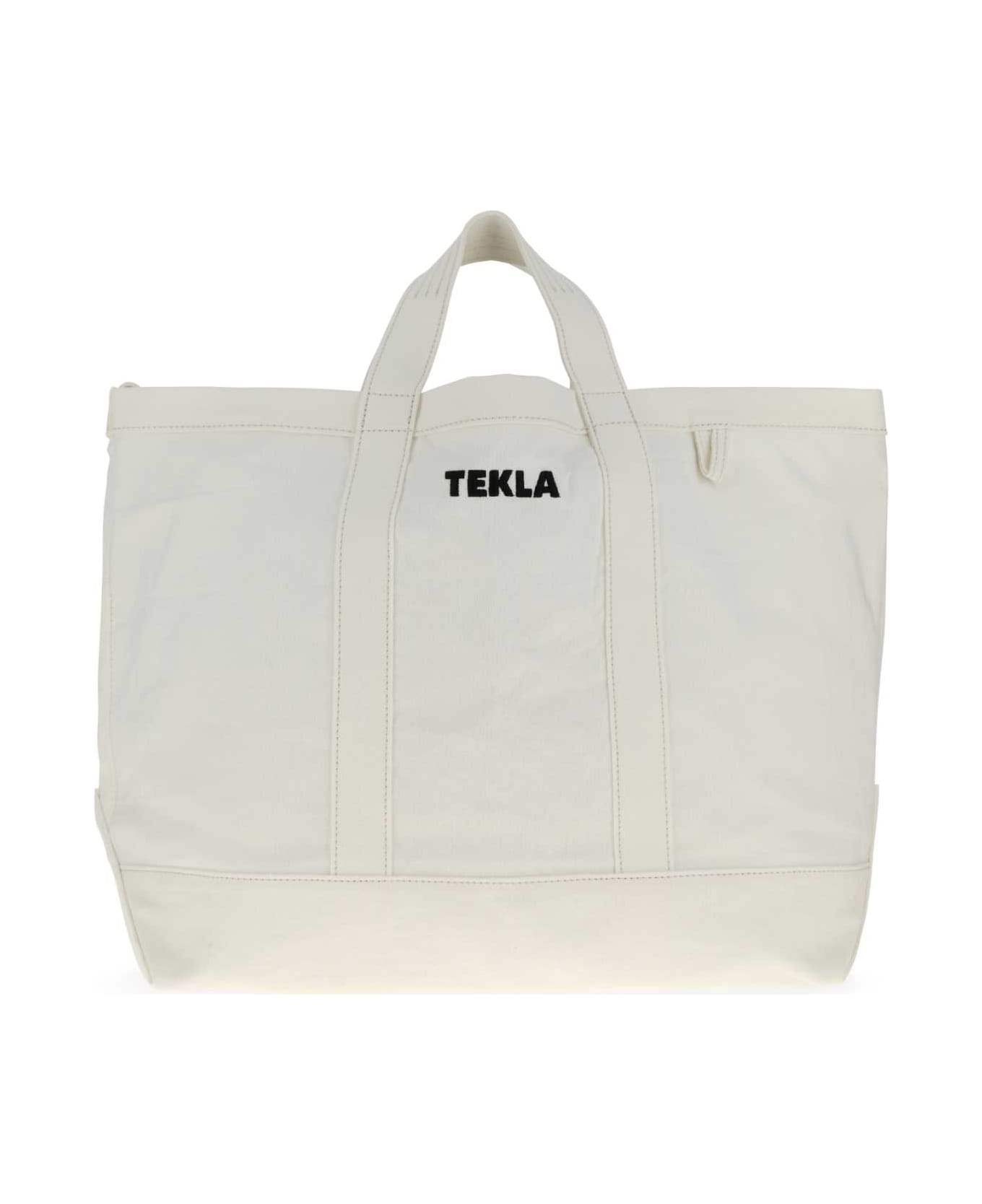 Tekla White Canvas Shopping Bag - IVORY