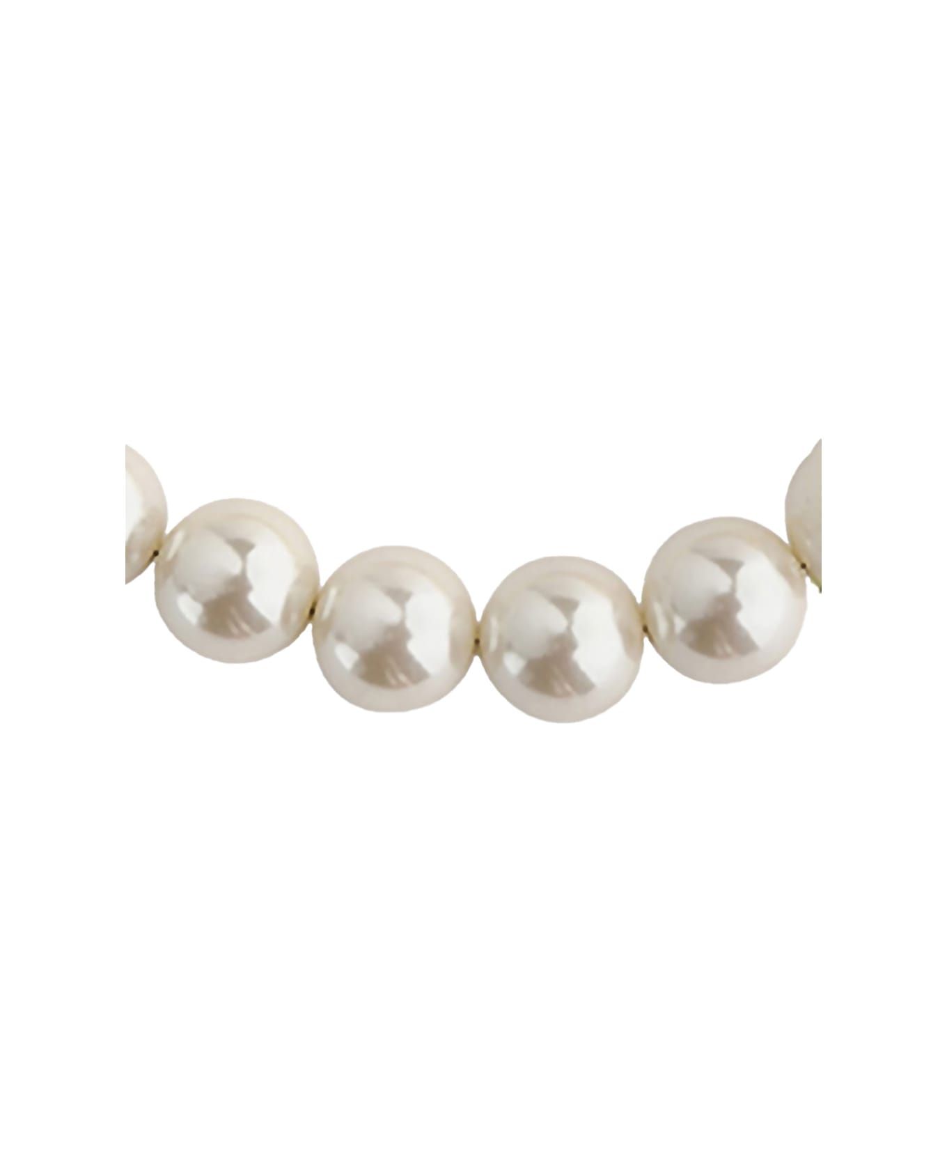 Forte_Forte White Necklace With Ribbon Closure And Faux-peal Embellishments In Fabric Woman - White