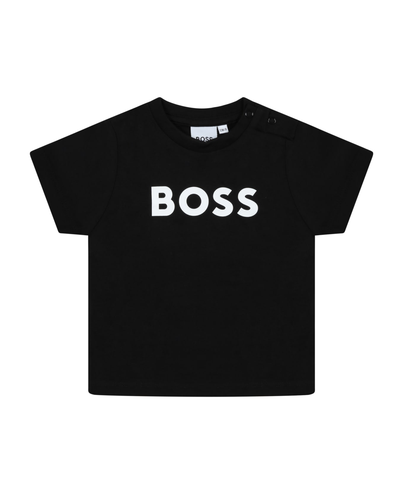 Hugo Boss Black T-shirt For Baby Boy With White Logo - Black