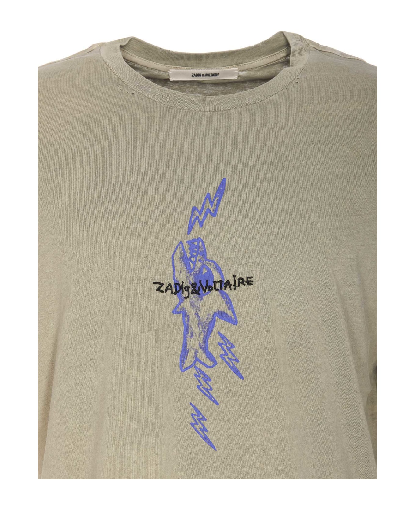 Zadig & Voltaire Thilo Destroy Shark T-shirt - Green