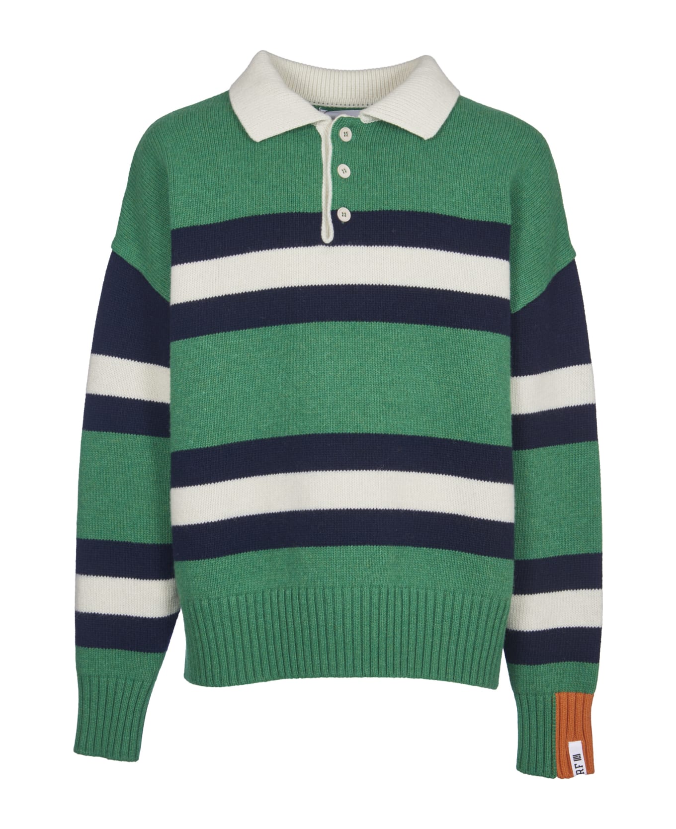 Right For Green Polo Striped Sweater - Verde