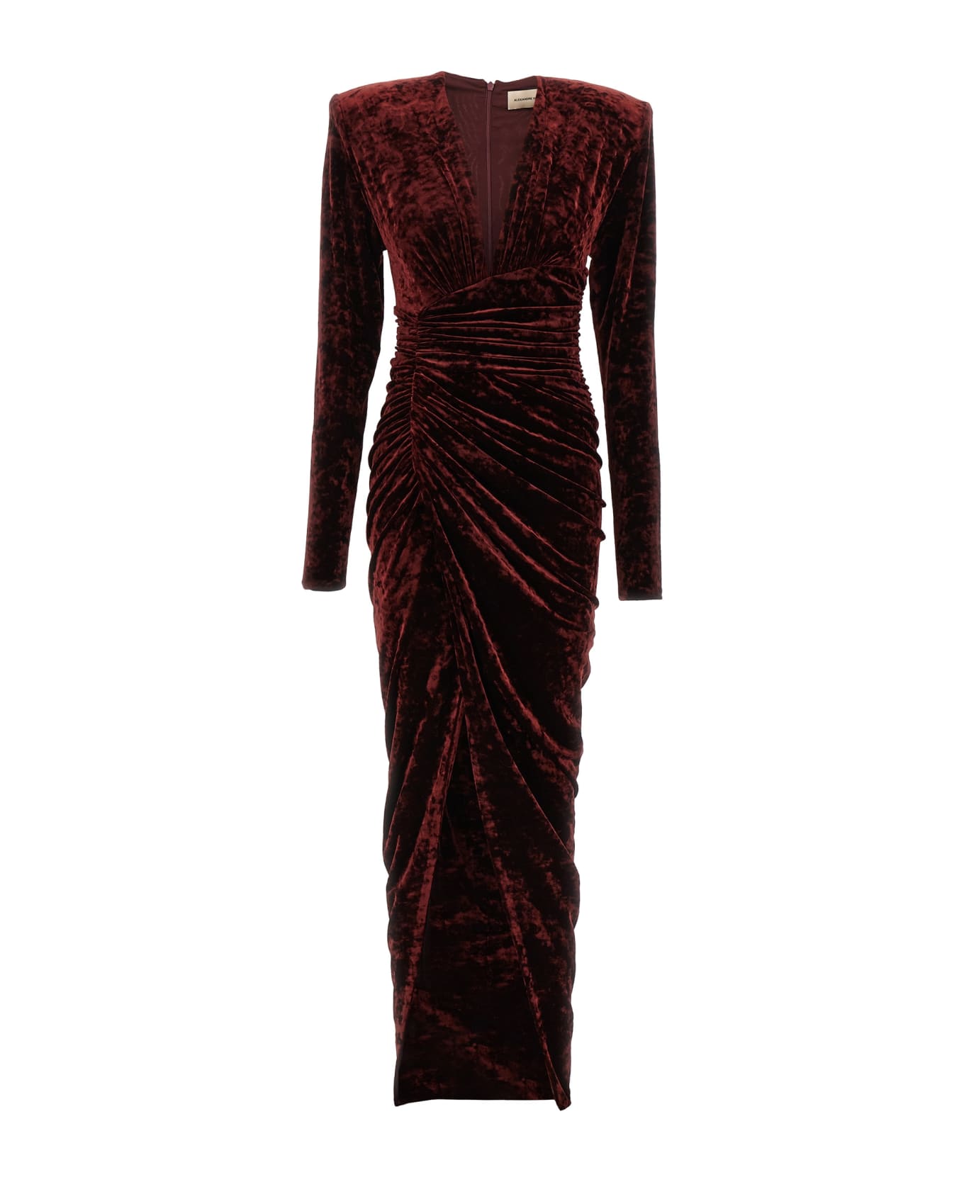 Alexandre Vauthier Long Velvet Dress - Black Cherry Red