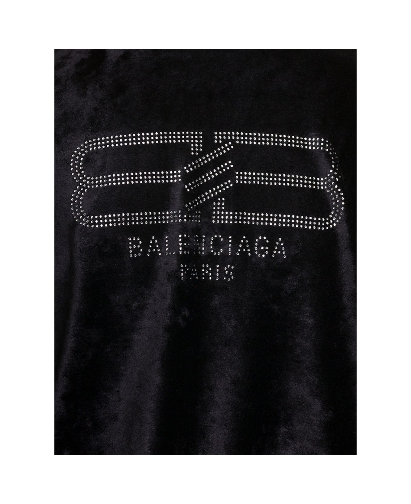 パーカー・フーディ BALENCIAGA FW23 VELVET SWEATSHIRT (751014_TOVO31000) Balenciaga Black Zip-up Hoodie And Rhinestone Bb Logo In