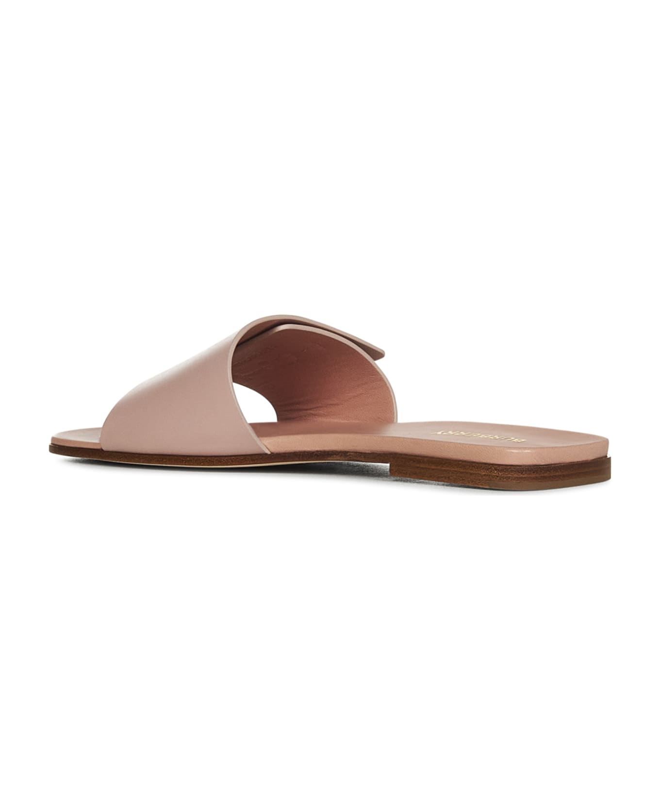 Burberry Powder Pink Leather Slippers - Pink