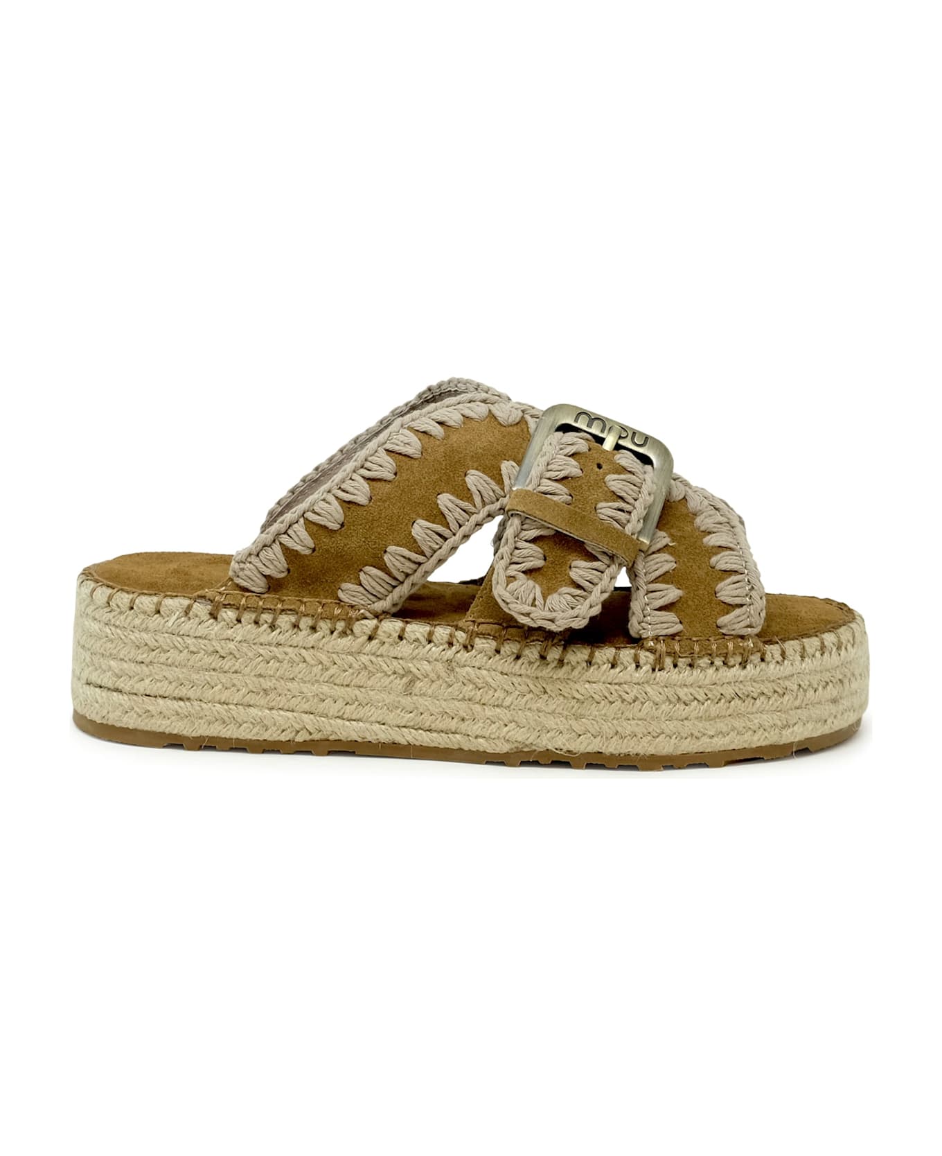 Mou Sw641003a Jute Cognac Suede Sandals - COGNAC