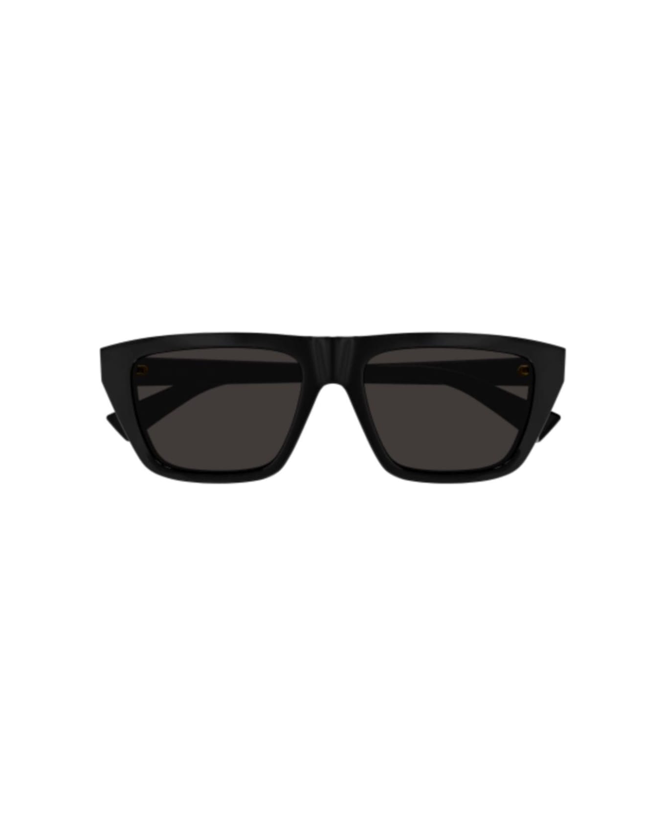 Bottega Veneta Eyewear Rectangle Frame Sunglasses - BLACK-BLACK-GREY