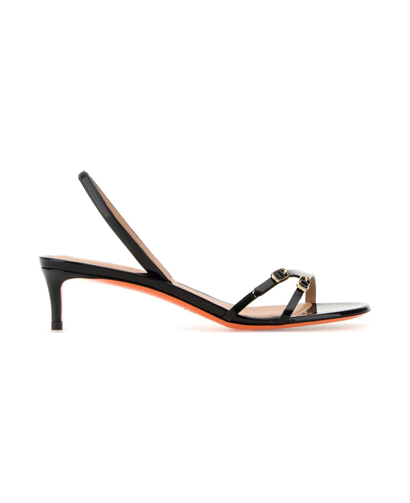 Santoni Black Leather Virna Sandals - N01