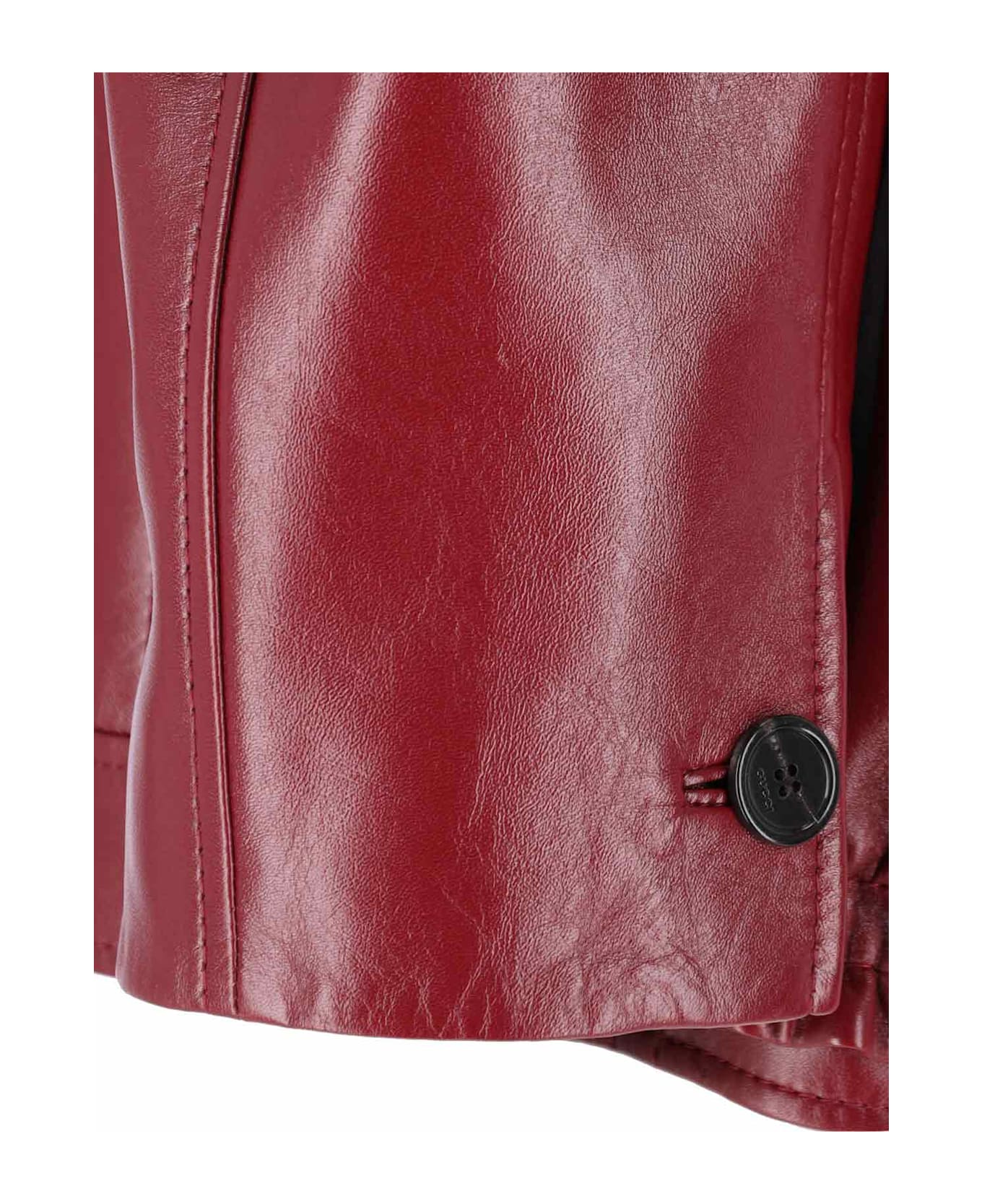 Gucci Leather Zip Jacket - Red