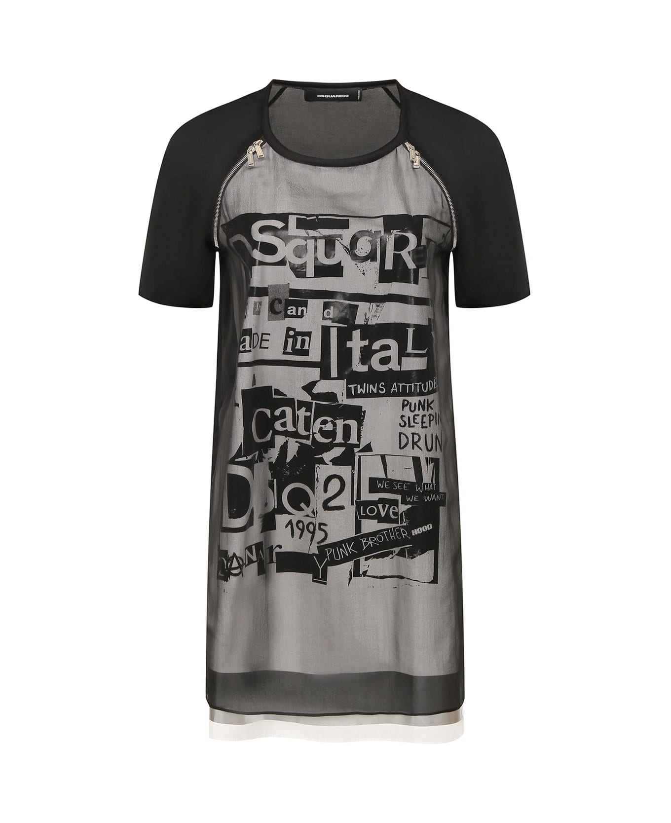 Dsquared2 Silk Printed Mini Dress - Black