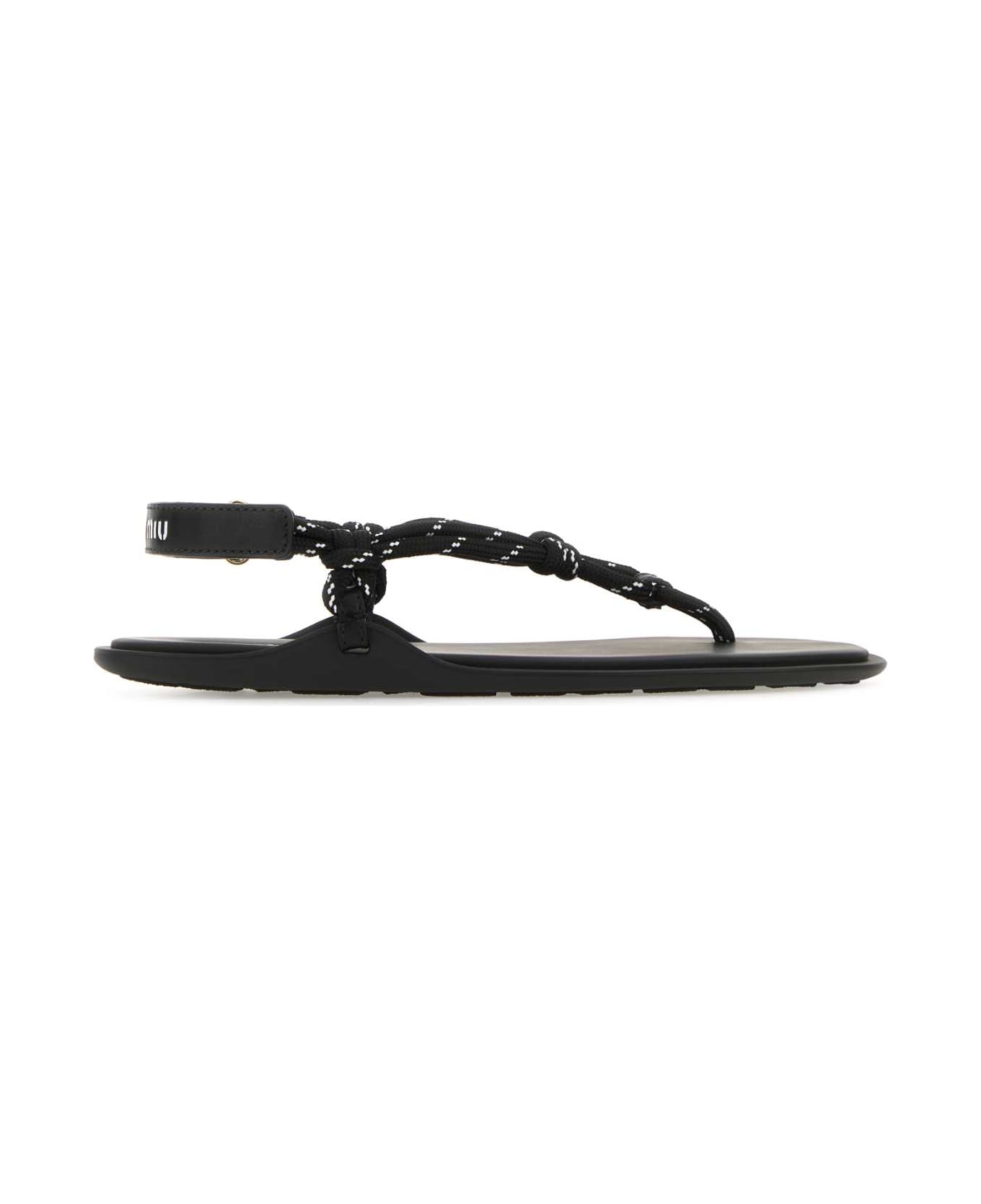Miu Miu Black Fabric Riviere Thong Sandals - NERO