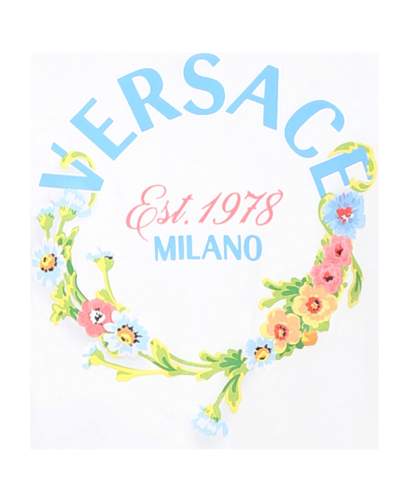 Versace White T-shirt For Girl With Logo - White
