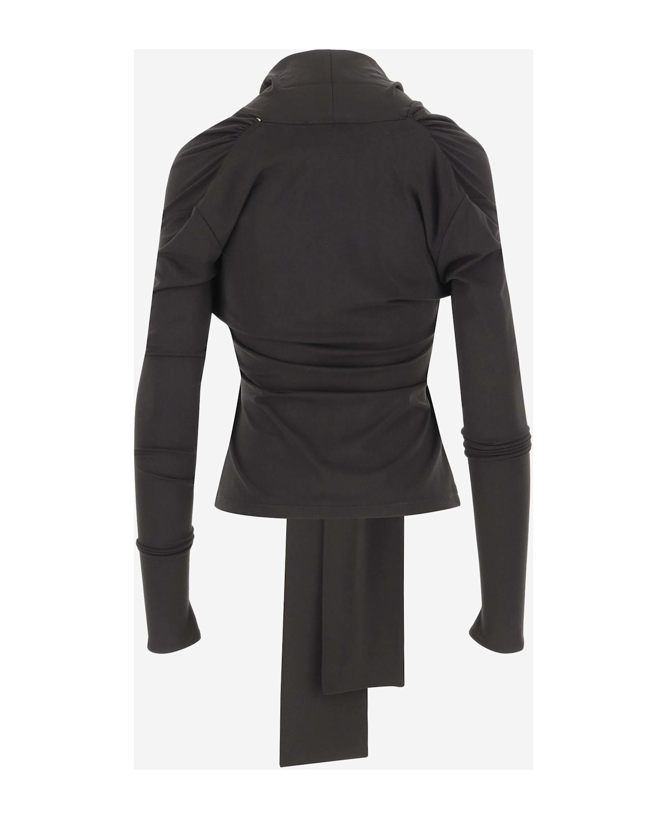 Blumarine Crepe Jersey Blouse With Scarf - Black