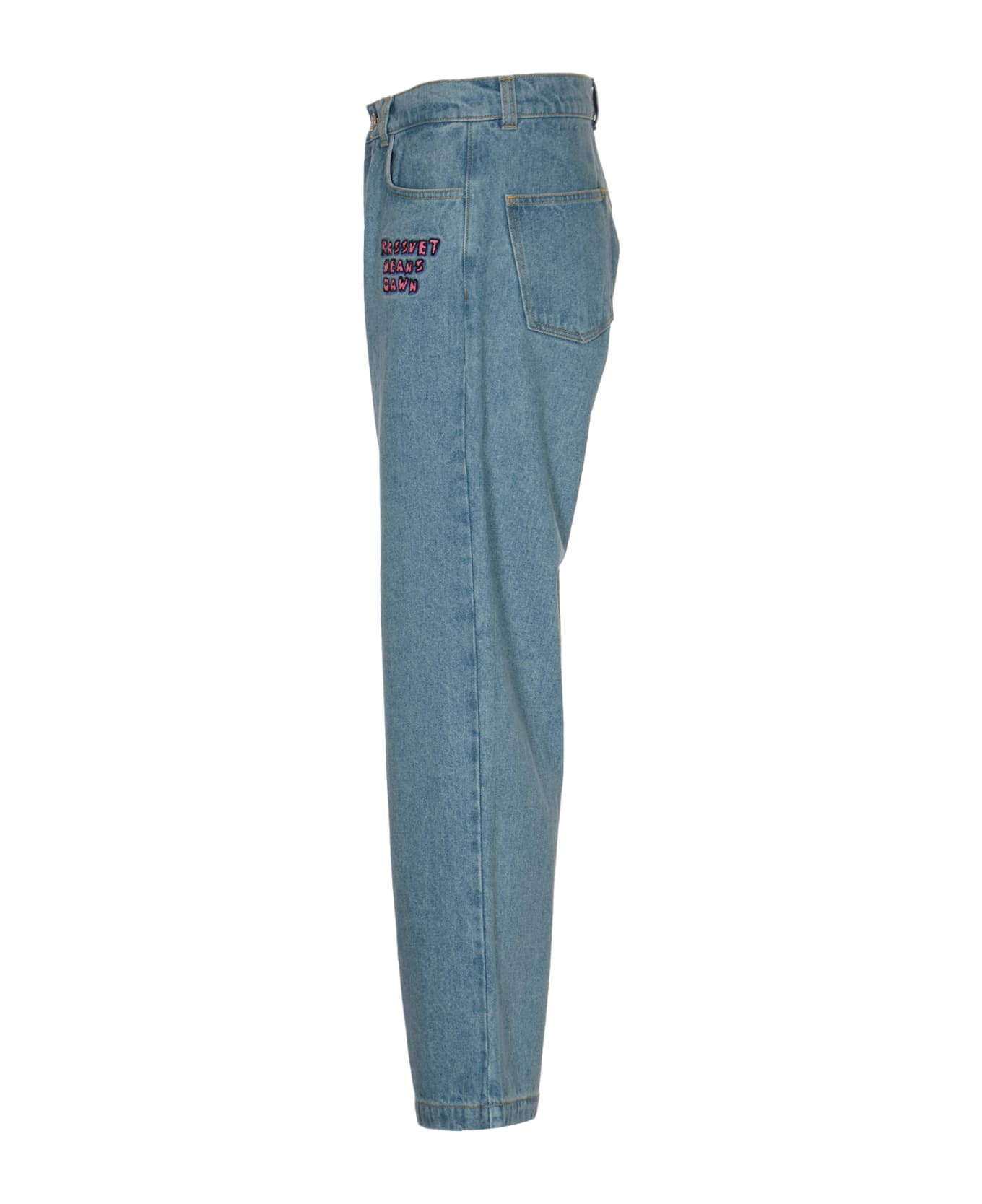 PACCBET Embroidered 5 Pockets Jeans - Light Blue