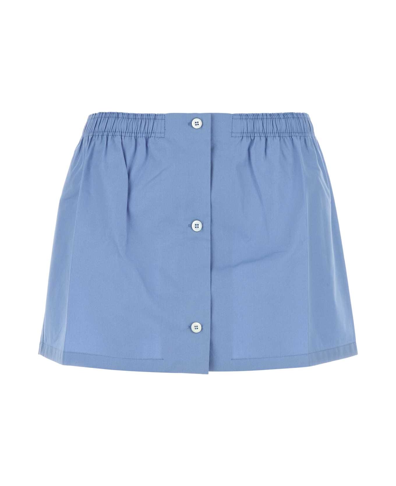 Miu Miu Air Force Blue Poplin Mini Skirt - AZZURRO