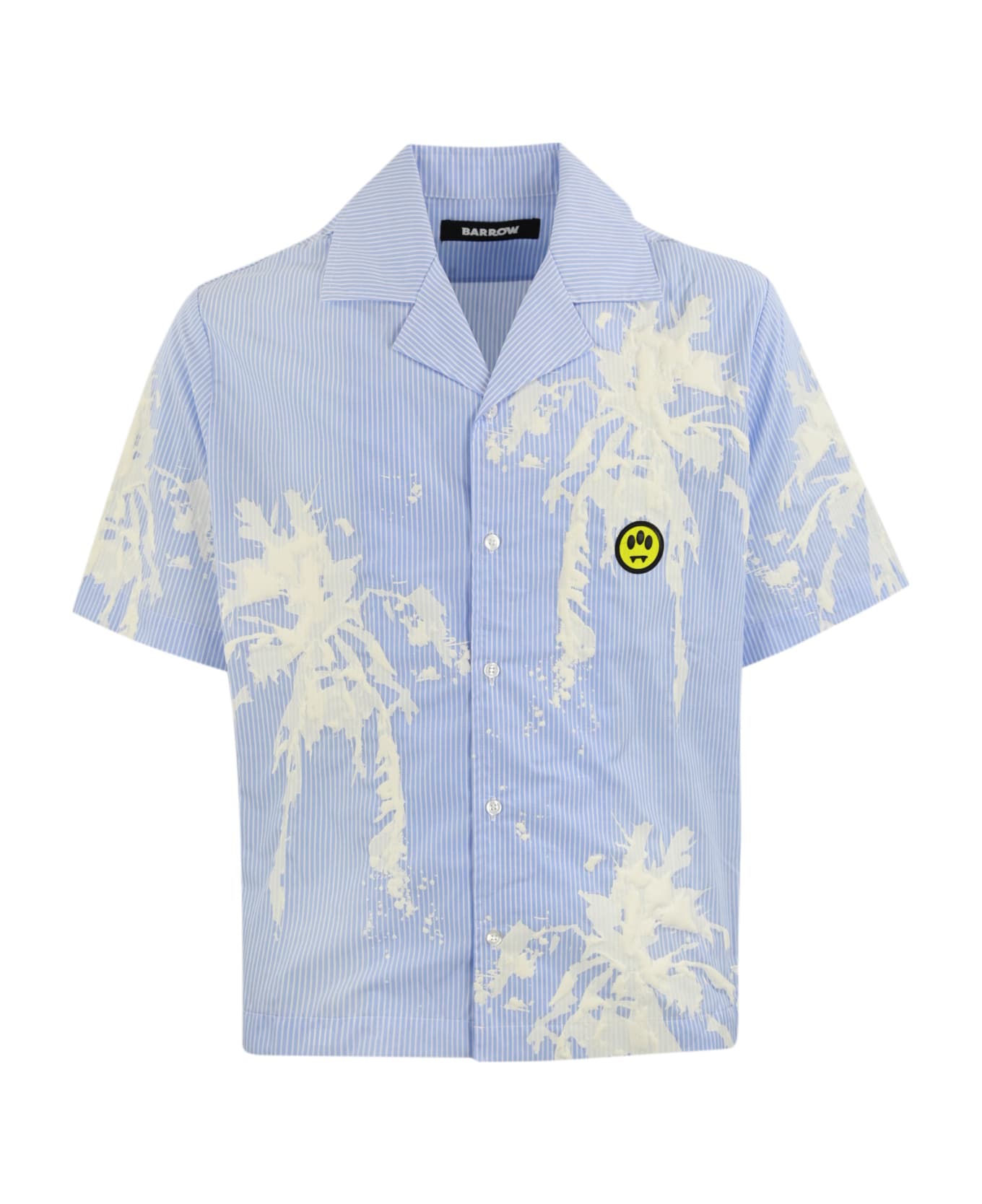 Barrow Camicia In Popeline Con Stampa Palm - LIGHT BLUE/WHITE シャツ