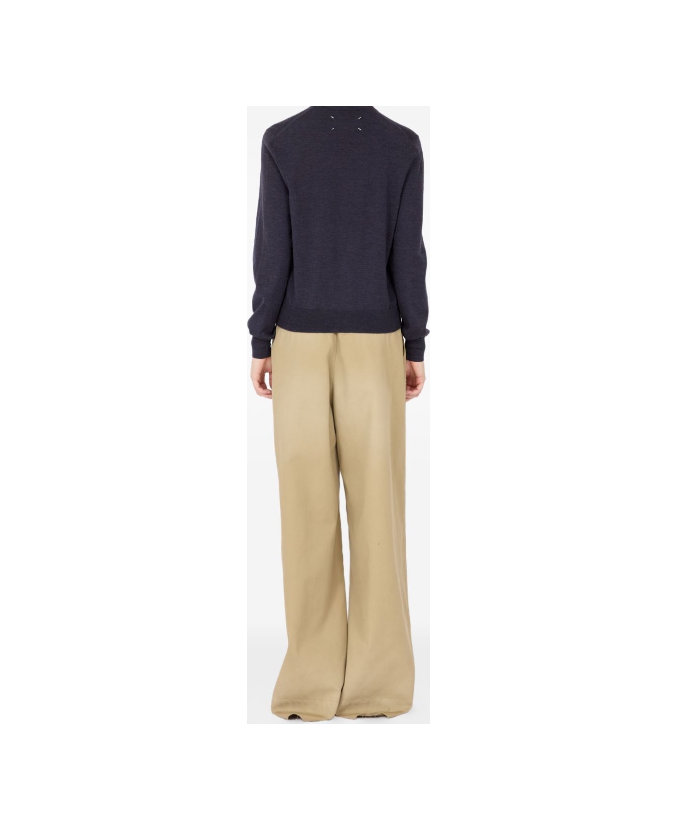 Maison Margiela Wool V-necked Cardigan - Blue