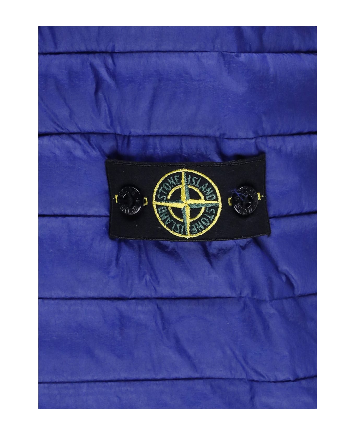 Stone Island Quilted Down Jacket With Logo - Blue